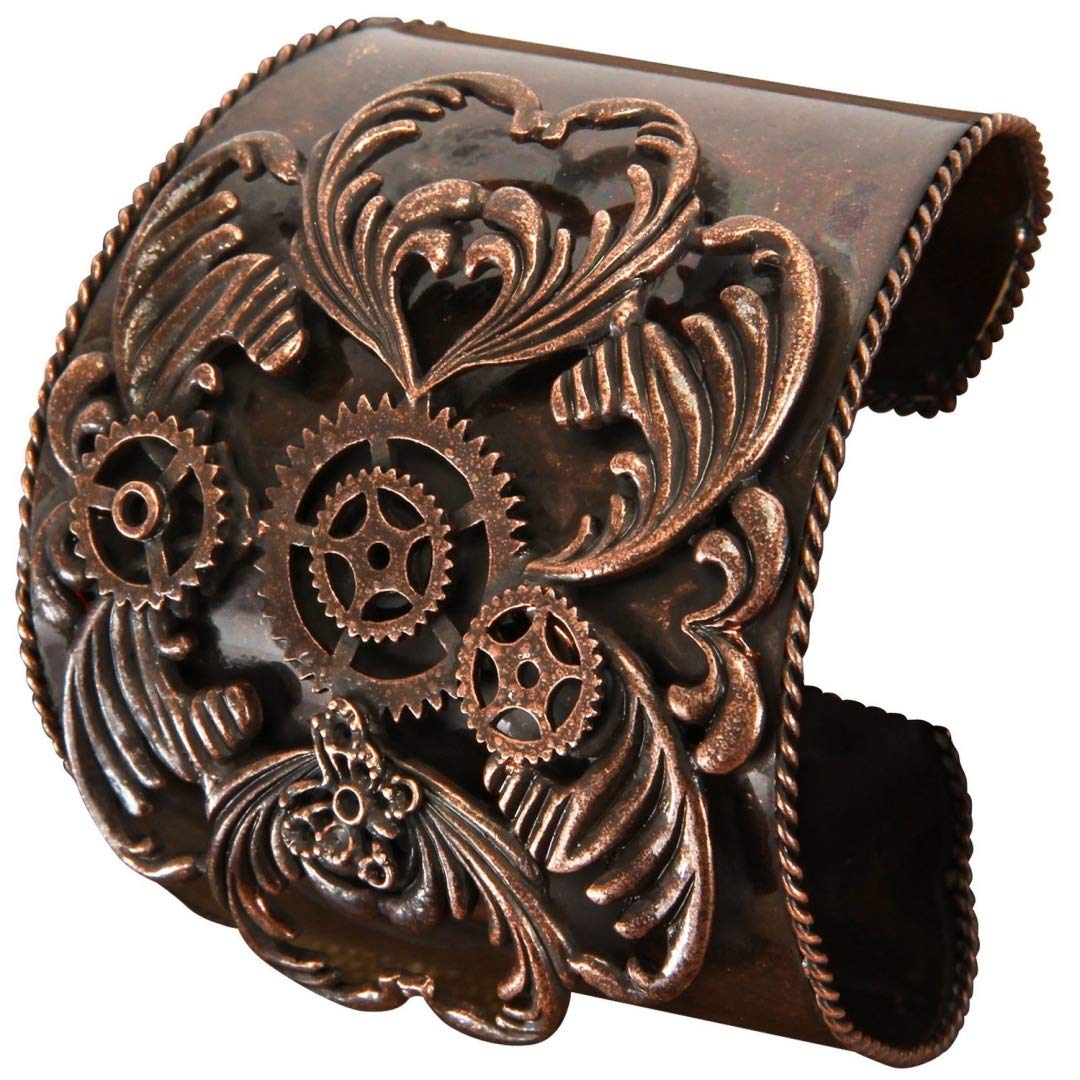 Steampunk Cuff Bracelet - Antique Copper Metal Bangle with Intricate Detailing | Perfect for Cosplay, Gothic Fashion & Vintage Style Outfits
