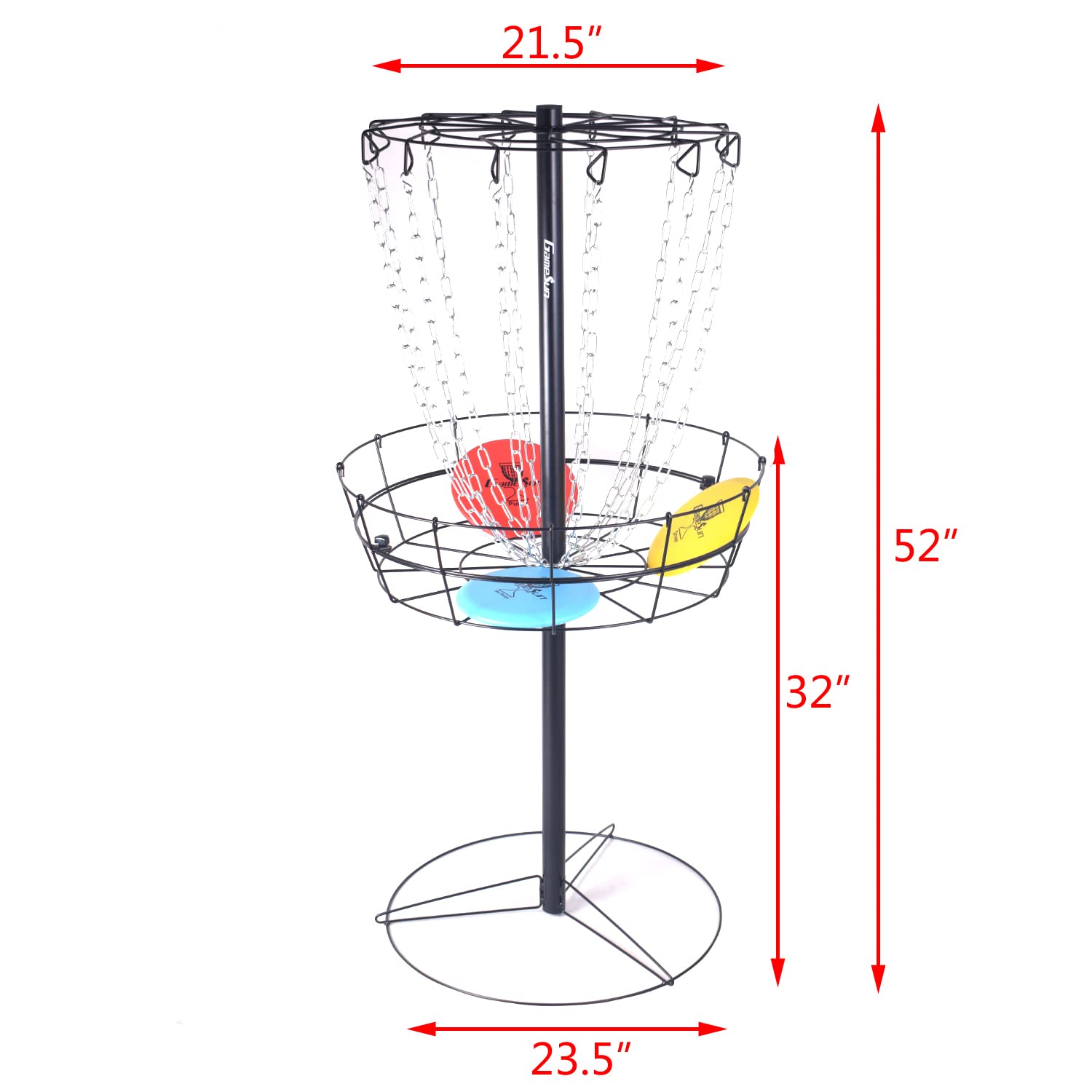 PDGA Standard Size Disc Golf Basket & Target with 3 Discs - Professional Disc Golf Equipment for Outdoor Training & Backyard Practice