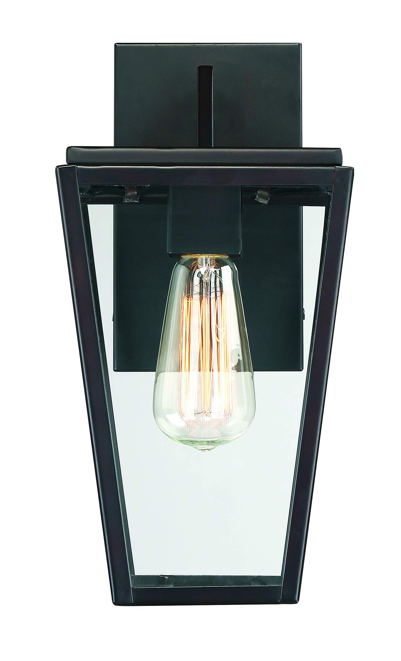 Savoy House Milton Modern Clear Glass Outdoor Wall Lantern - 1-Light 60W, English Bronze Finish, 13