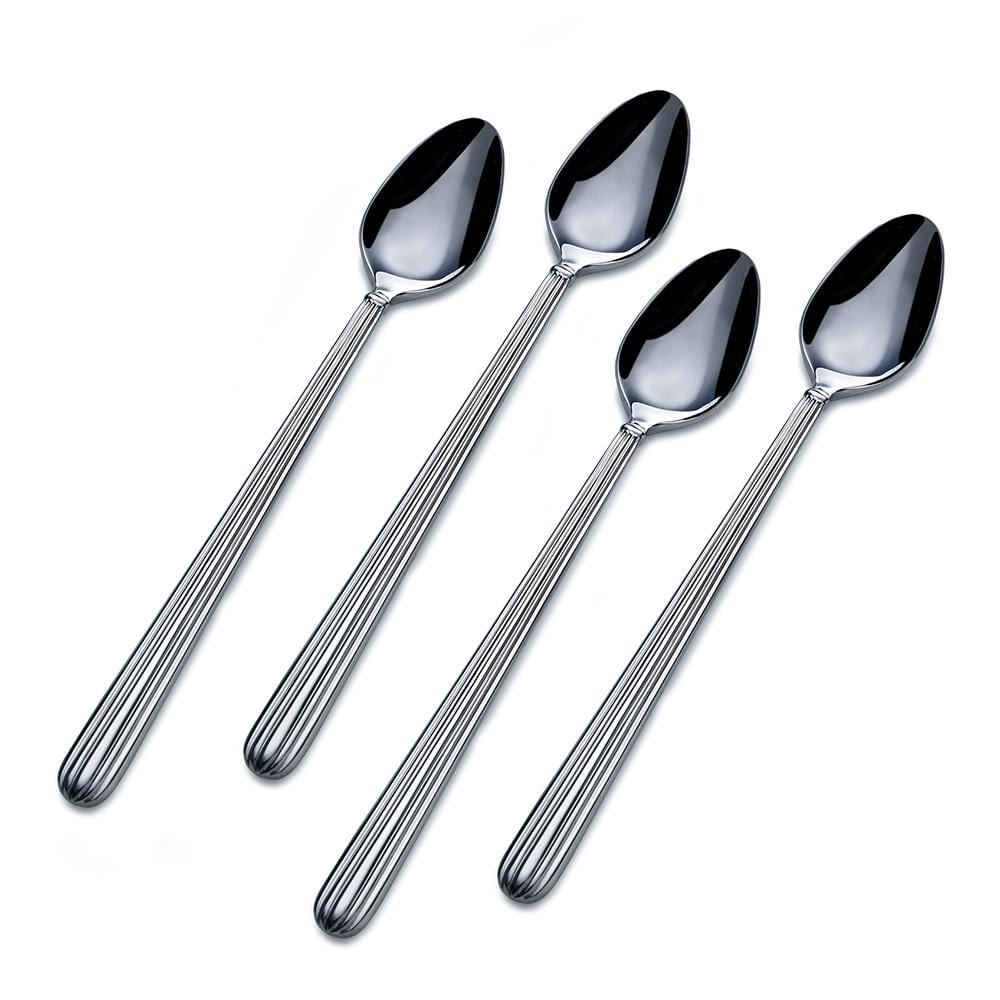 Italian Countryside® Set of 4 Iced Beverage Spoons - Stainless Steel Long Handle Tea & Coffee Spoons - Perfect for Iced Tea, Cocktails, Desserts & Coffee Drinks