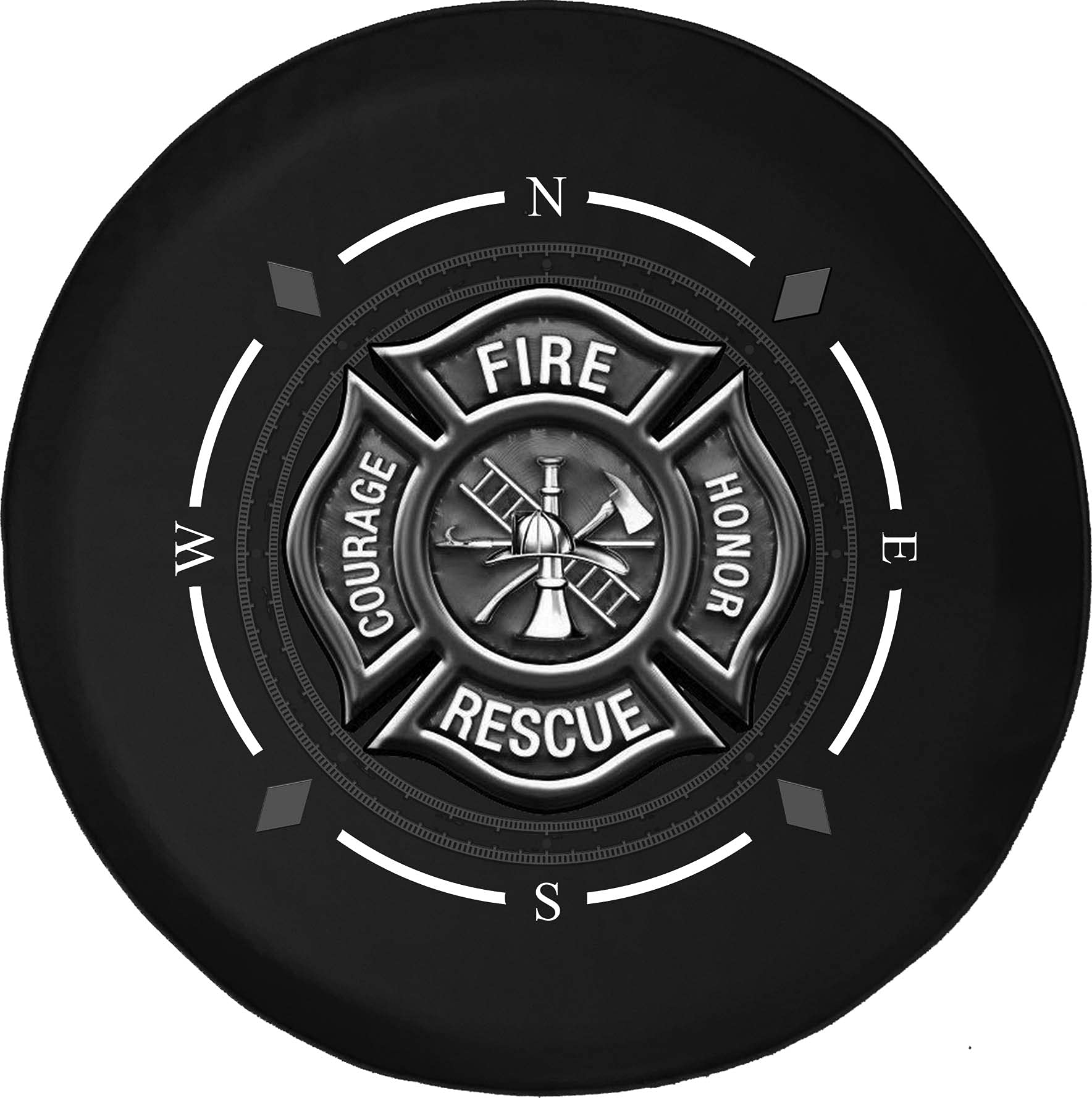 Premium American Unlimited Spare Tire Cover with Compass Design - Fire Department & Fire Fighter Themed Wheel Covers for SUV, Trailer, RV Accessories - Fits Most Vehicles - Perfect for Off-Road Adventures & Emergency Preparedness