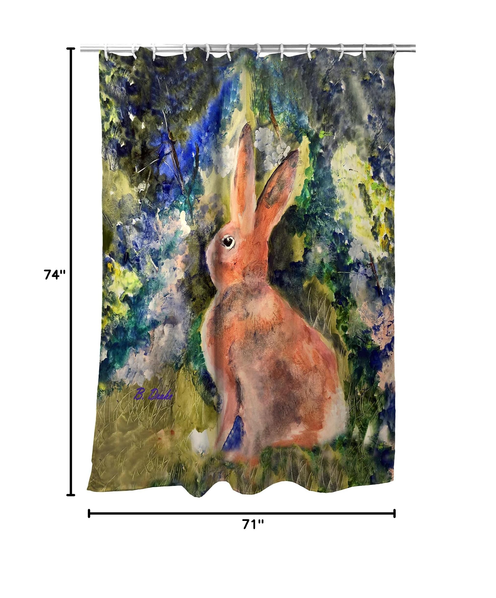 Betsy Drake Cotton Tail Shower Curtain - Waterproof Bathroom Decor with Cute Rabbit Design - Perfect for Kids' Bathrooms, Nursery Decor & Farmhouse Style Homes