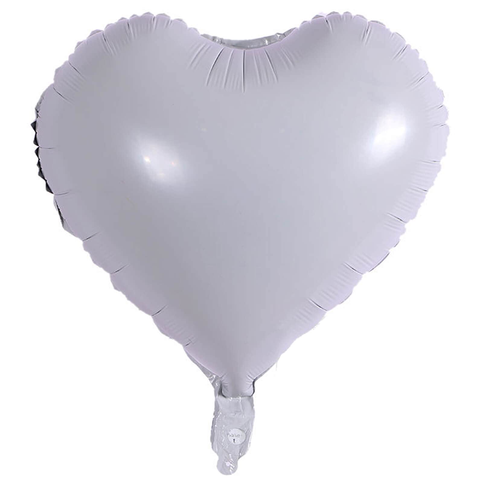 10Pcs Grey White Foil Heart Shaped Balloons 18 Inch - Mylar Heart Balloons for Baby Shower, Wedding, Valentine's Day Decorations - Perfect for Party Decor, Anniversary Celebrations & Romantic Proposals