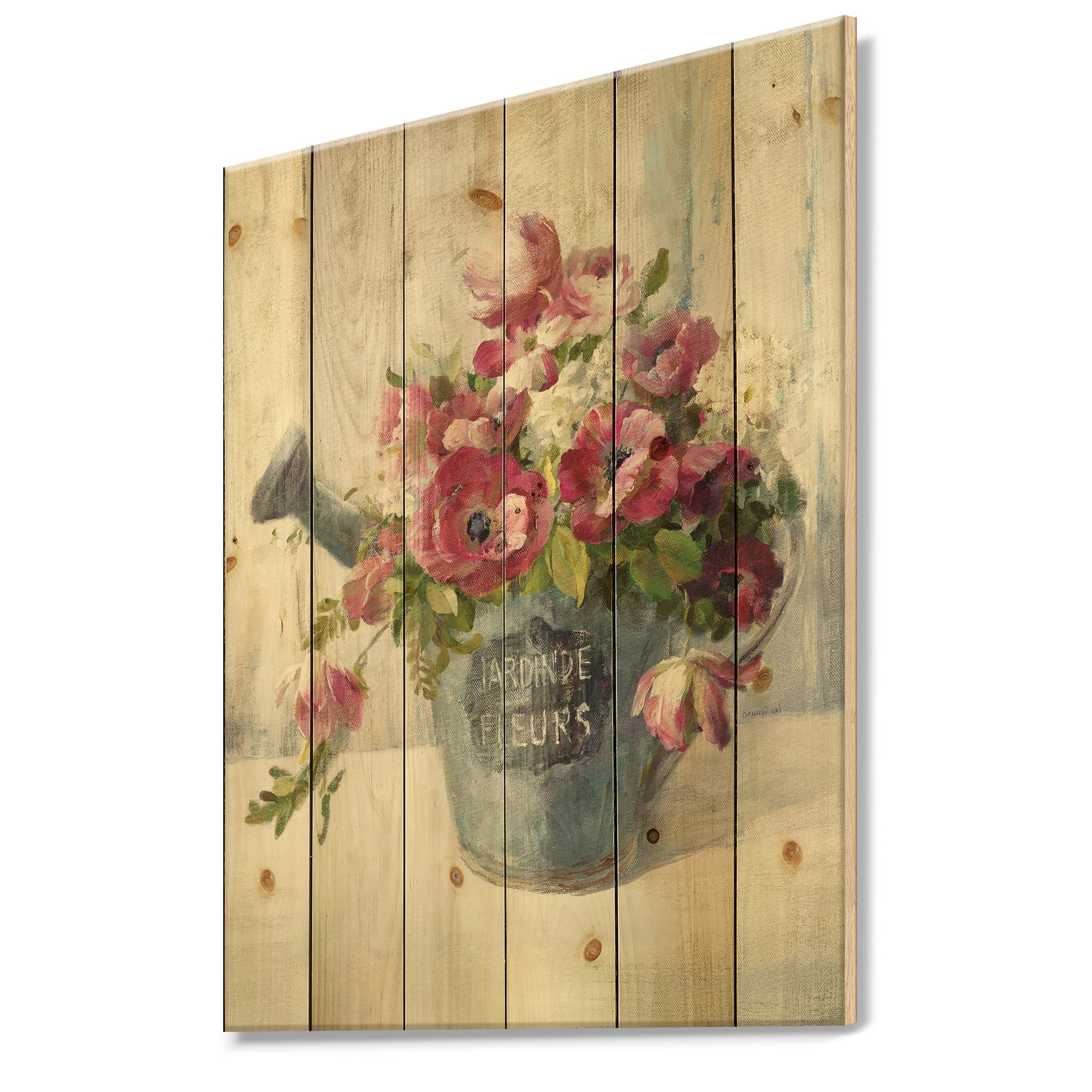 Farmhouse Wood Wall Decor - Pink Floral Wood Art Panels | Large Printed Pine Wood Wall Art for Living Room, Bedroom & Home Decor