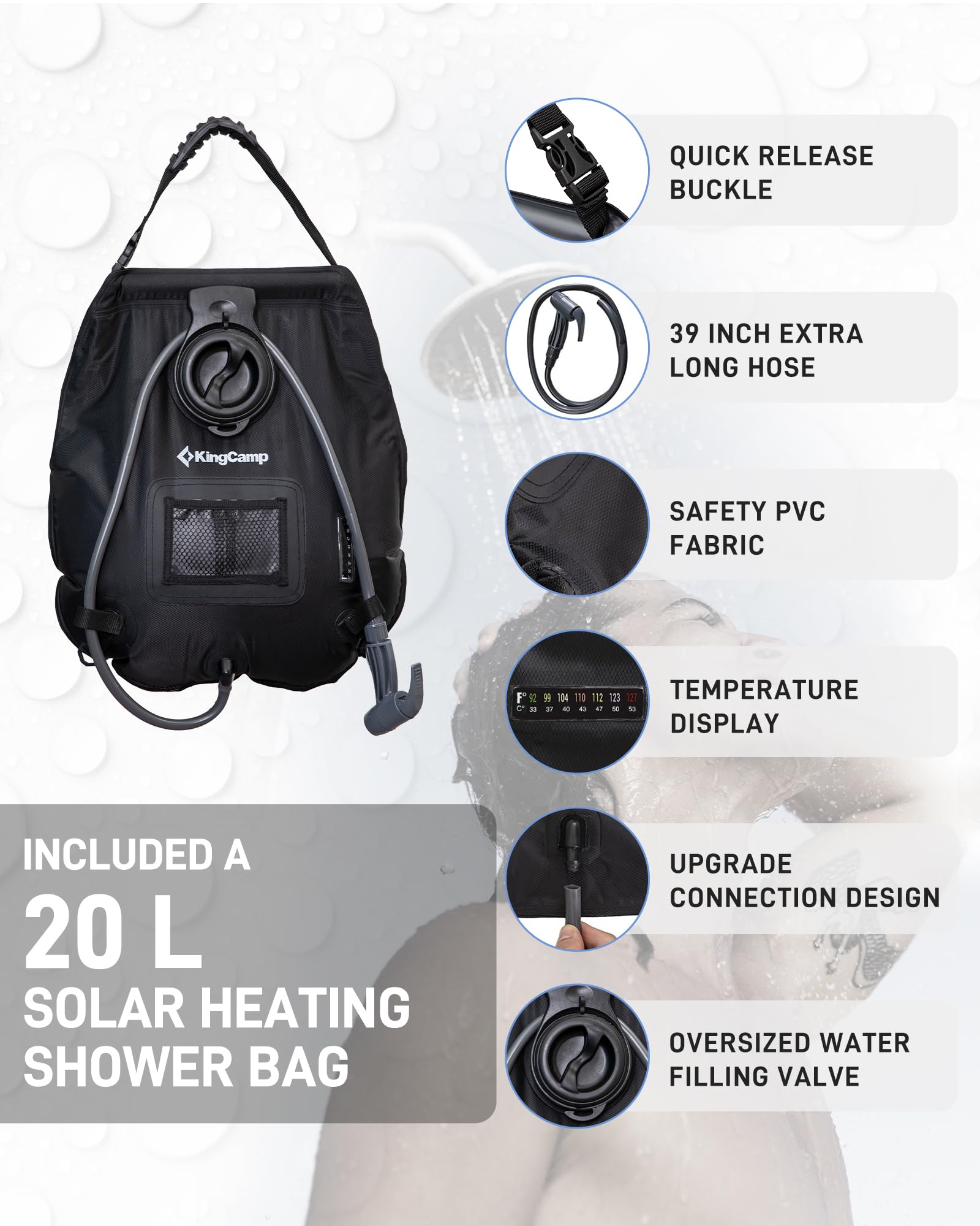 **KingCamp Oversized Camping Shower Tent - Portable Privacy Shelter for Outdoor Showers & Changing Room | Easy Setup, Includes Shower Bag | Ideal for Camping, Beach, RV Trips & Backpacking (1 Room/2 Room Options)**
