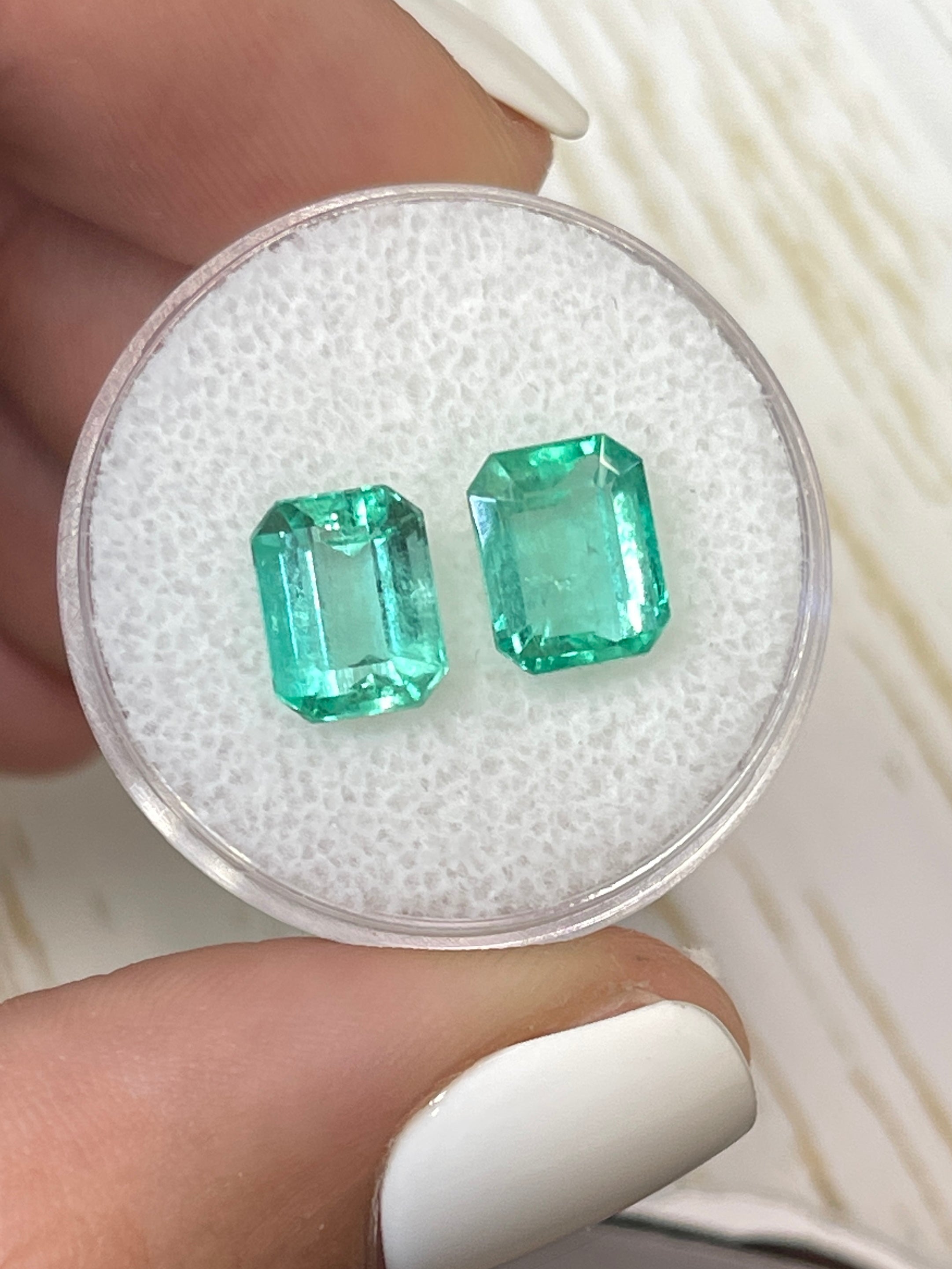 3.03tcw 8x6 Matching Green Loose Colombian Emeralds - Emerald Cut Gemstones for Jewelry Making, Engagement Rings & Fine Collections