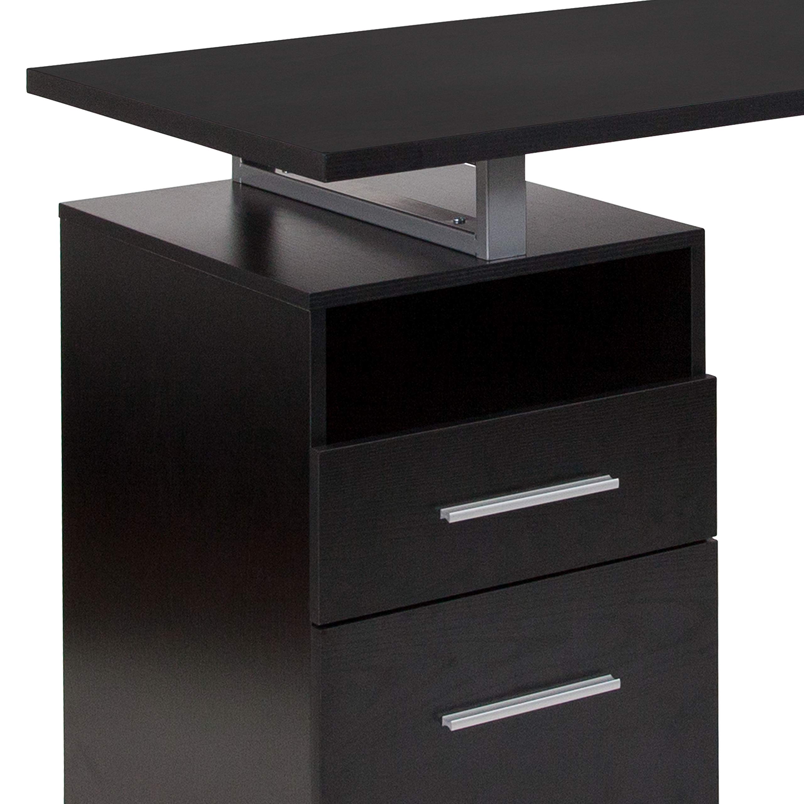 Dark Ash Wood Grain Finish Computer Desk with Two Drawers - Modern Home Office Desk for Work & Study - Perfect for Small Spaces & Remote Work