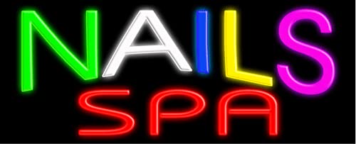 Nails Spa Glass Neon Sign #10589 - Handcrafted in USA | Perfect for Salon Decor, Manicure Studio Lighting & Aesthetic Wall Art