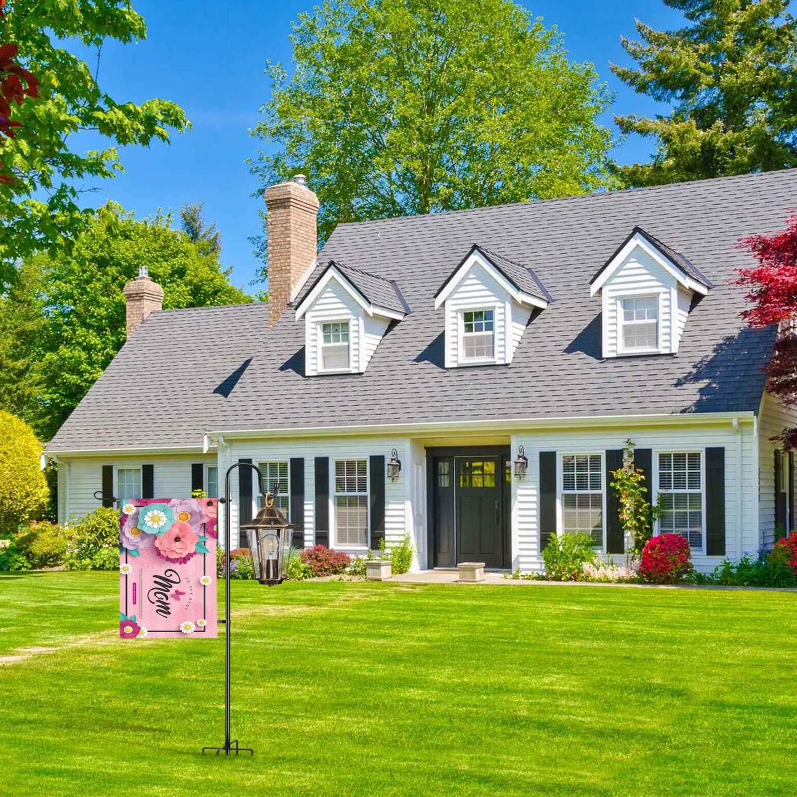Upgraded LOPANNY Garden Flag Stand with Shepherd Hooks - 45IN Yard Flag Holder for 12 x 18