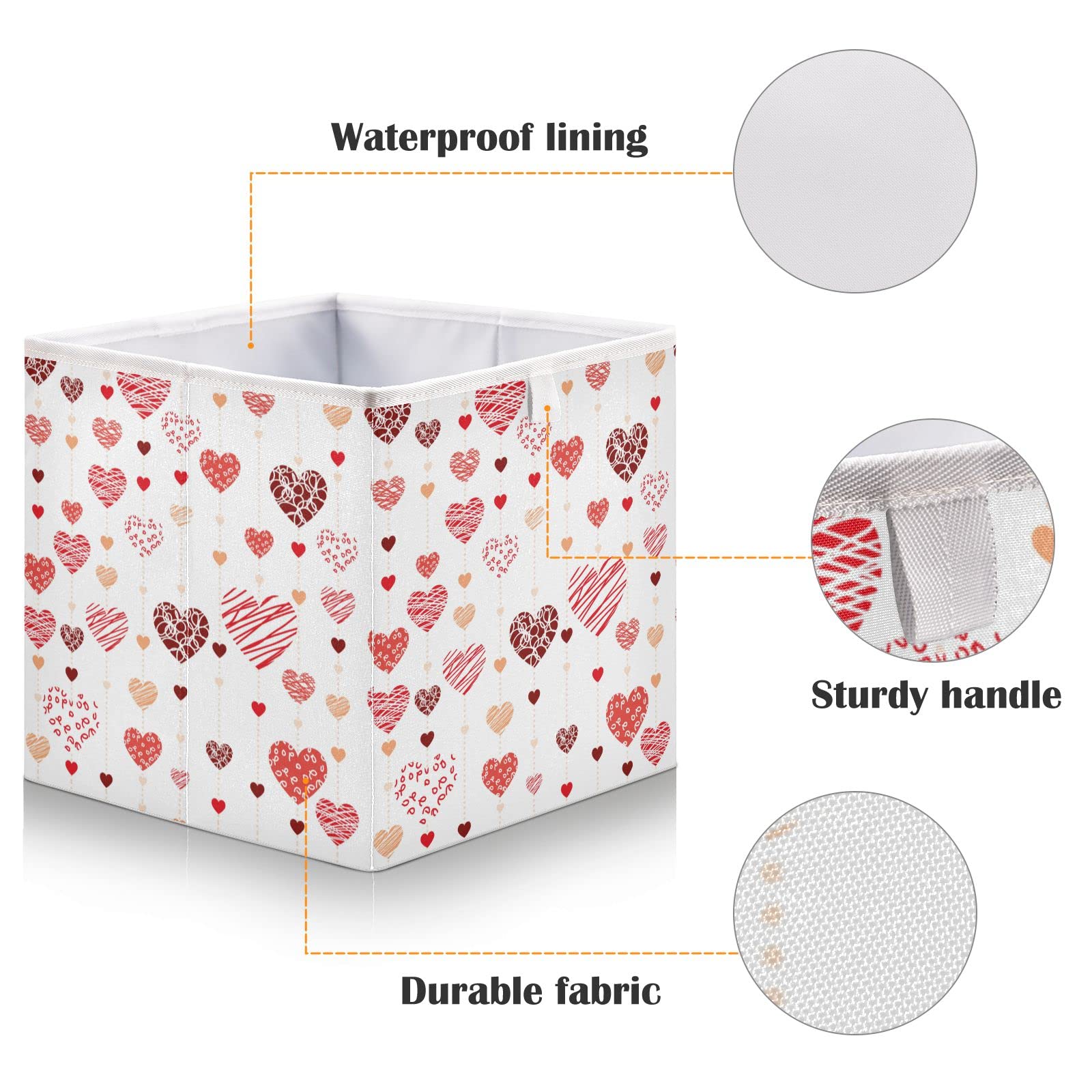 DOMIKING Valentine's Day Heart-Shaped Storage Bin - Foldable Fabric Storage Box with Sturdy Handle for Closet, Shelves & Bedroom Organization (11 Inch) - Perfect for Holiday Decor, Gift Wrapping & Seasonal Storage