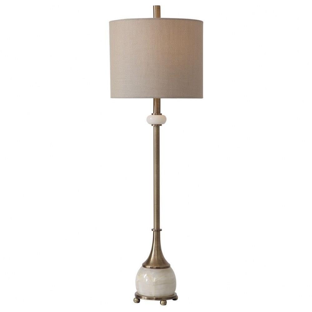 Contemporary Natania Plated Brass 1-Light Buffet Lamp - Elegant Dining Room & Entryway Lighting (208-Bel-3315171) - Perfect for Sideboards, Console Tables & Home Decor