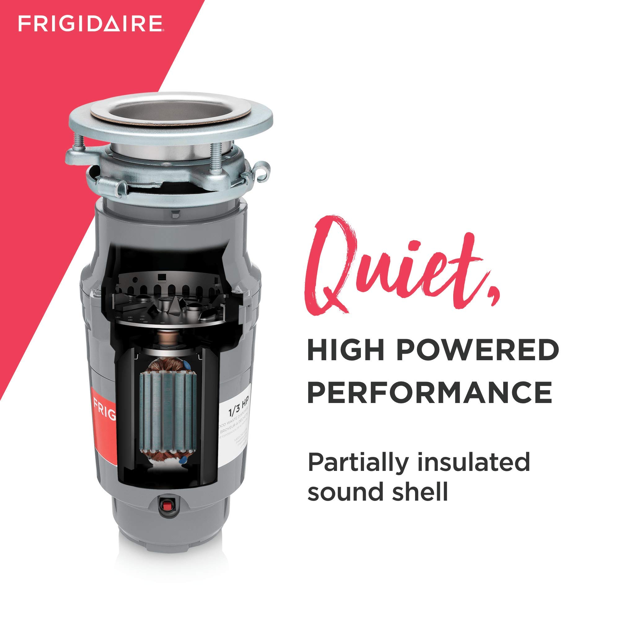 Frigidaire FF03DISPD1 1/3 HP Direct Wire Garbage Disposal for Kitchen Sinks - Powerful Food Waste Disposer for Home & Restaurant Use