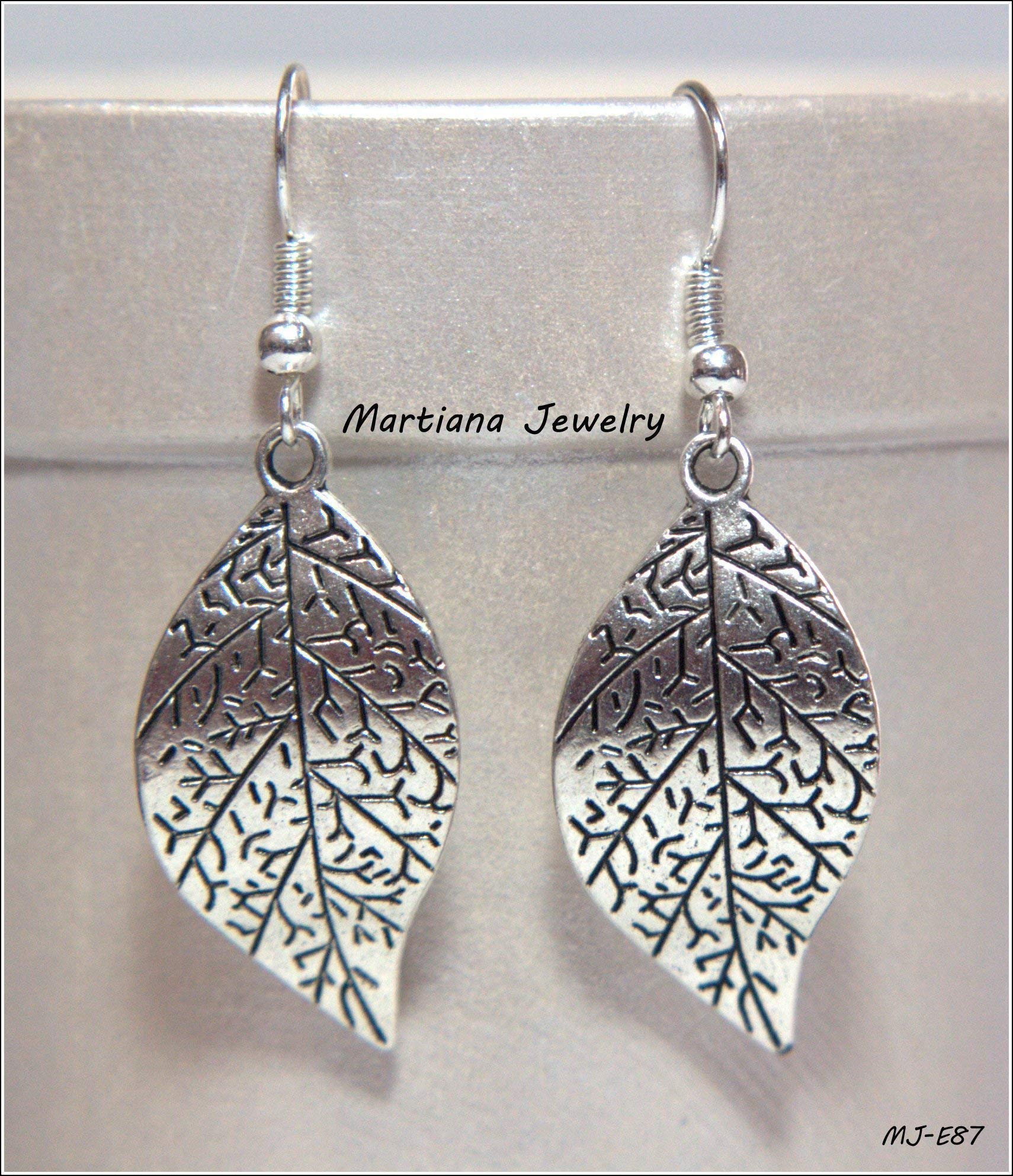 Silver Tone Curved Leaf Earrings with Etched Details - 1.25 Inch Nature-Inspired Jewelry for Women | Perfect for Everyday Wear, Parties & Boho Fashion