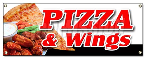 Brick Oven Pizza & Spicy Wings Banner Sign - Authentic New York & Chicago Italian Restaurant Decor | Perfect for Pizzerias, Sports Bars & Italian Eateries
