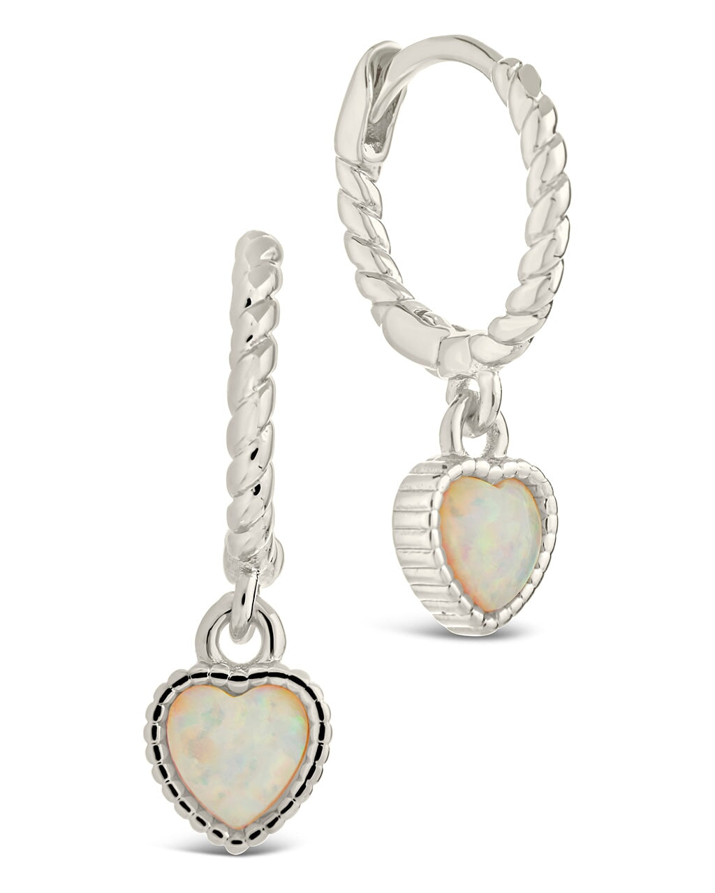 Elegant Meredith Braided Opal Heart Drop Hoop Earrings for Women – Perfect for Valentine's Day, Anniversary Gifts & Special Occasions