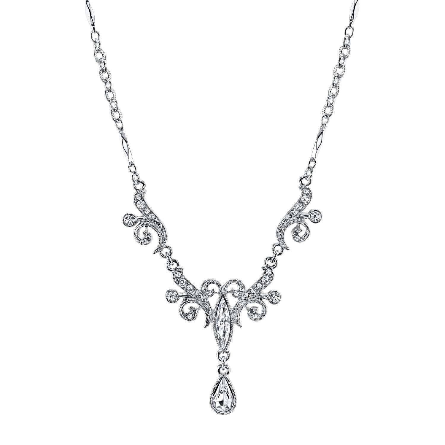 1928 Bridal Crystal Teardrop Necklace - 15