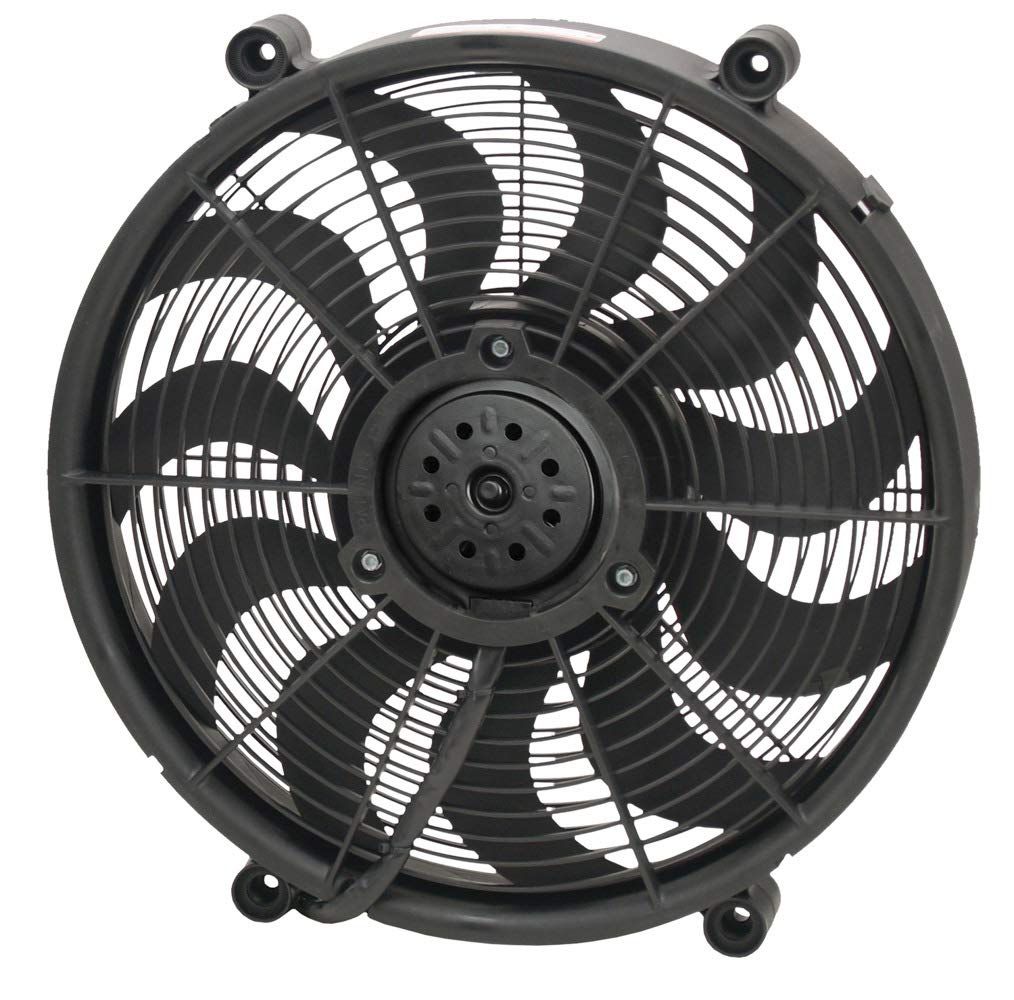 DERALE 17-inch Electric Cooling Fan - 2400 CFM High Performance Push/Pull Fan, 12V Curve Blade Design (16.875 x 16.875 x 2.625 in) - Durable Plastic Construction - Perfect for Automotive Radiators, HVAC Systems & Industrial Cooling Applications