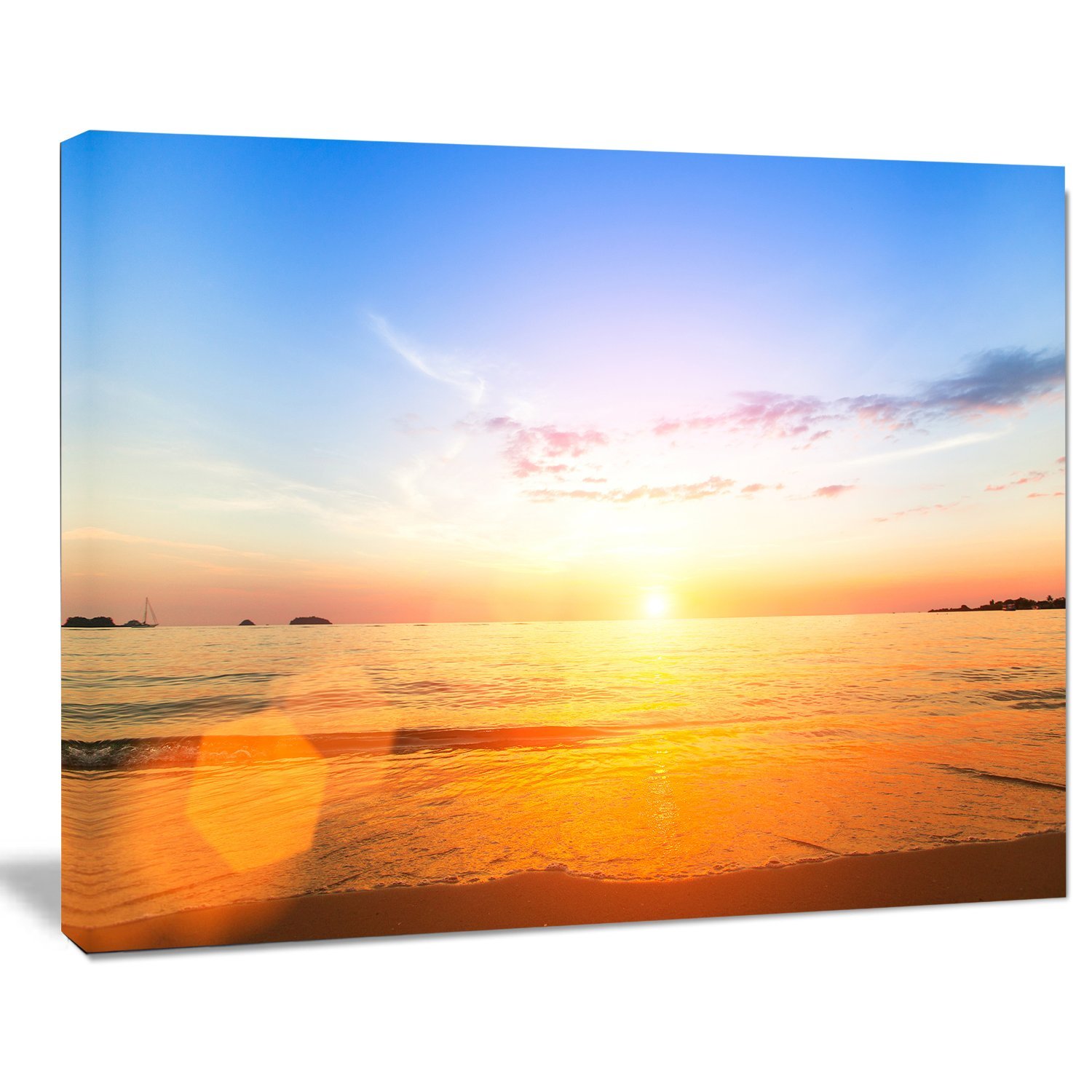 Stunning Sunset Over Yellow Waters Modern Beach Canvas Art Print - Perfect for Living Room, Bedroom & Coastal Decor