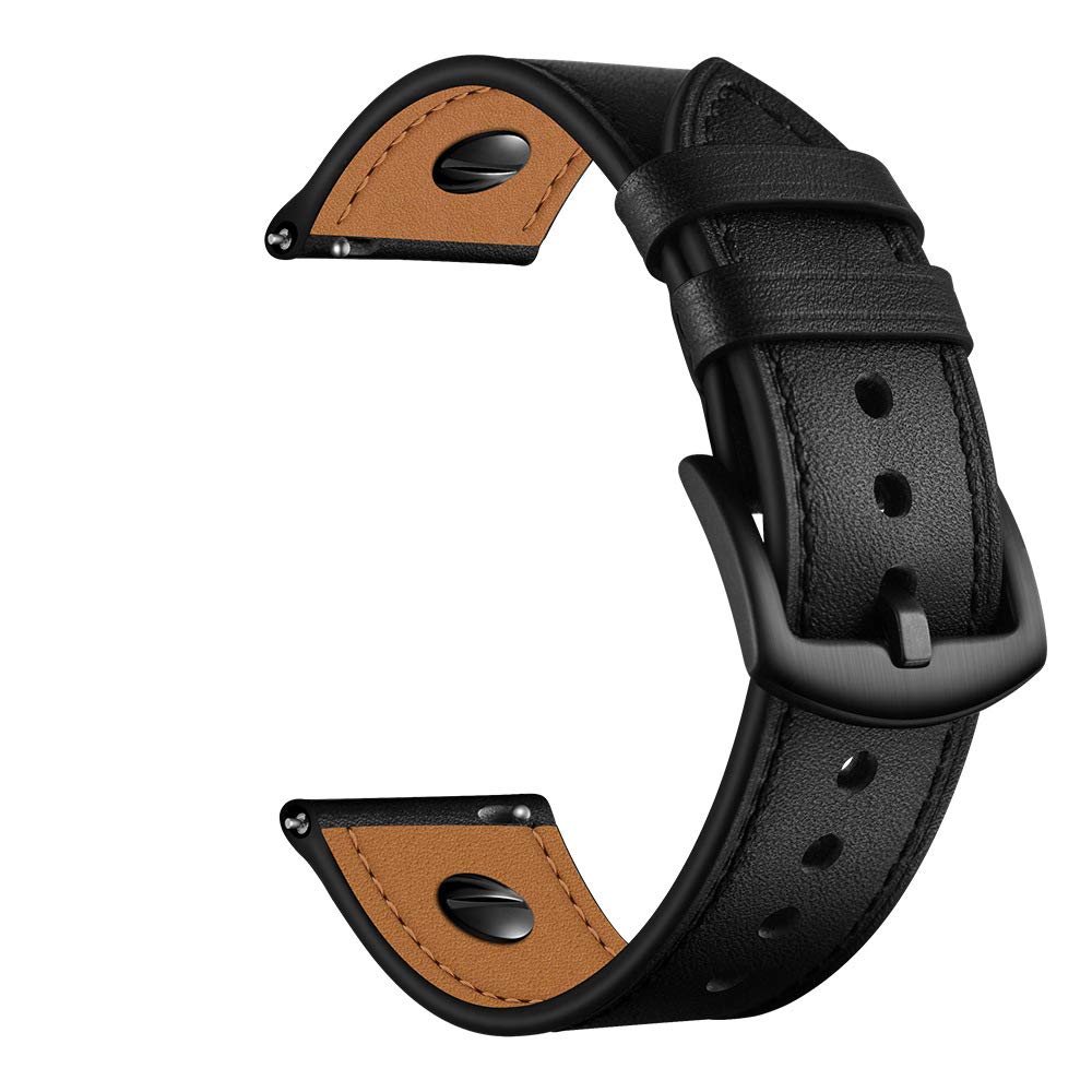 22mm Genuine Leather Watch Band - Quick Release for Men's Smartwatches - Office & Casual Wear