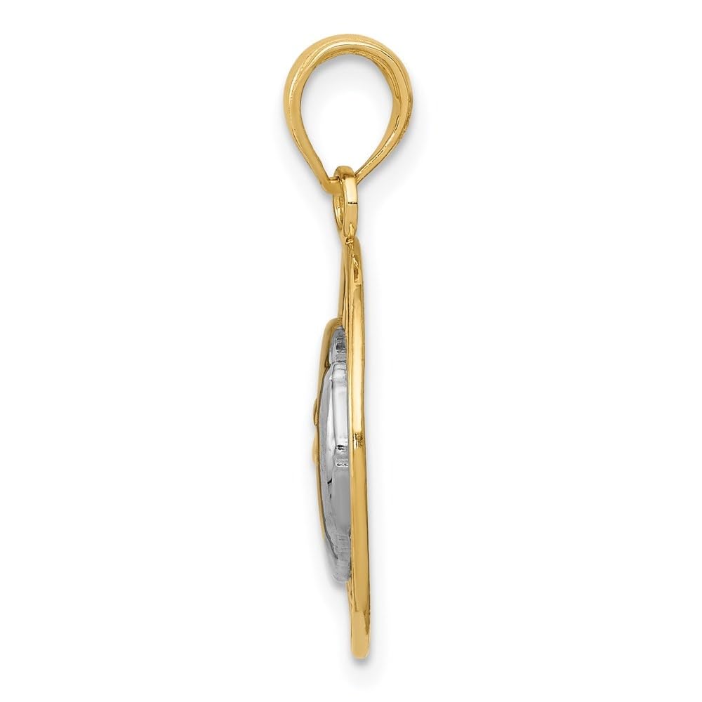 14K Yellow Gold & White Gold Rhodium Plated Sun and Moon Charm Pendant - Perfect for Necklaces, Bracelets & Jewelry Gifts