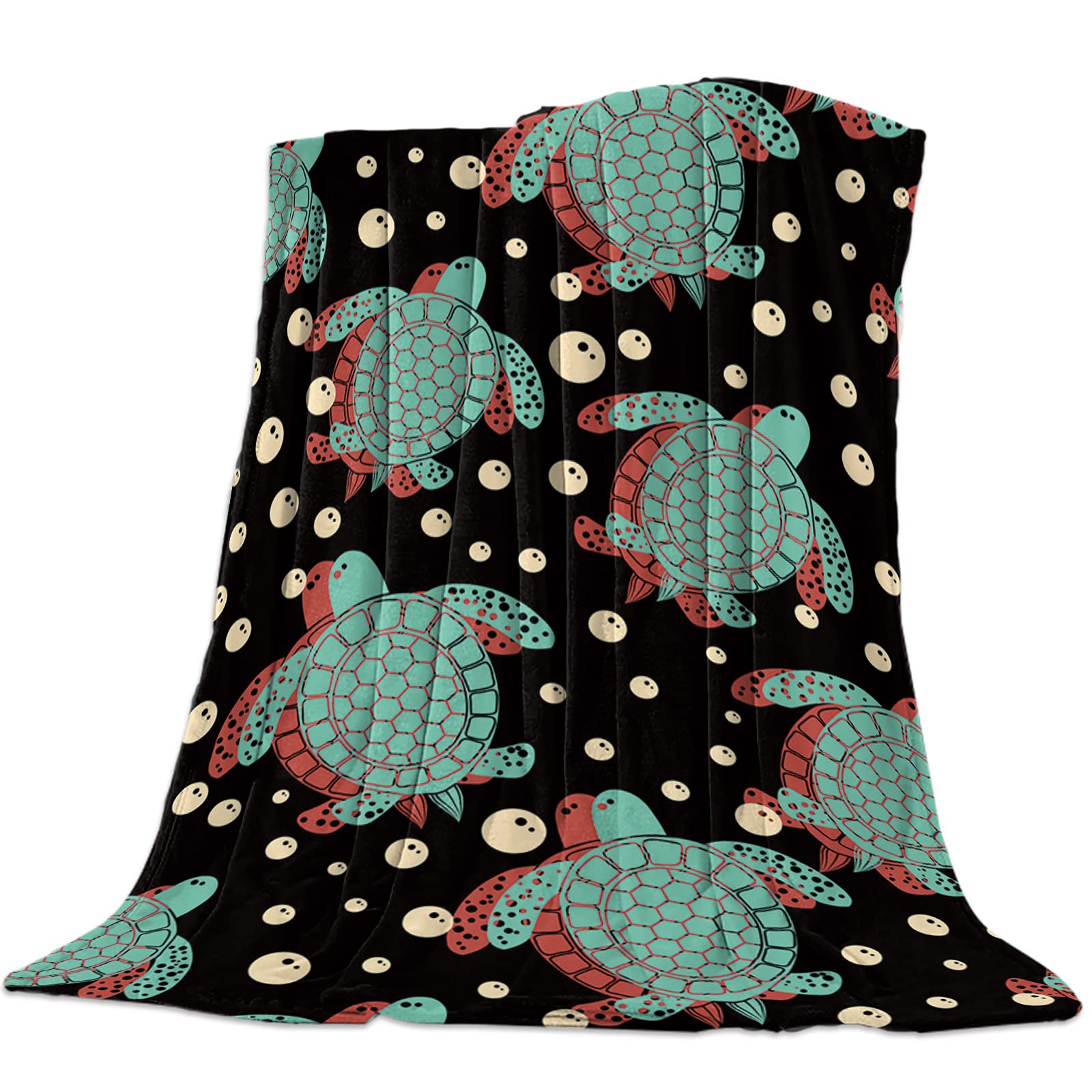 SODIKA Flannel Fleece Blanket - Super Soft Plush Cozy Lightweight Throw Blanket for Couch, Sofa & Bed - All Season Warm Blanket with Ocean Animal Sea Turtle Design (40