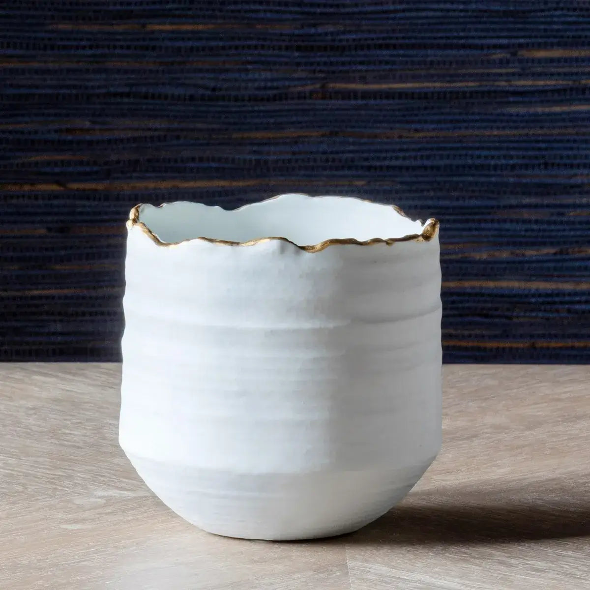 Elegant Gold Rim Organic Ceramic Vase - Perfect for Home Decor, Wedding Centerpieces & Boho Chic Interiors