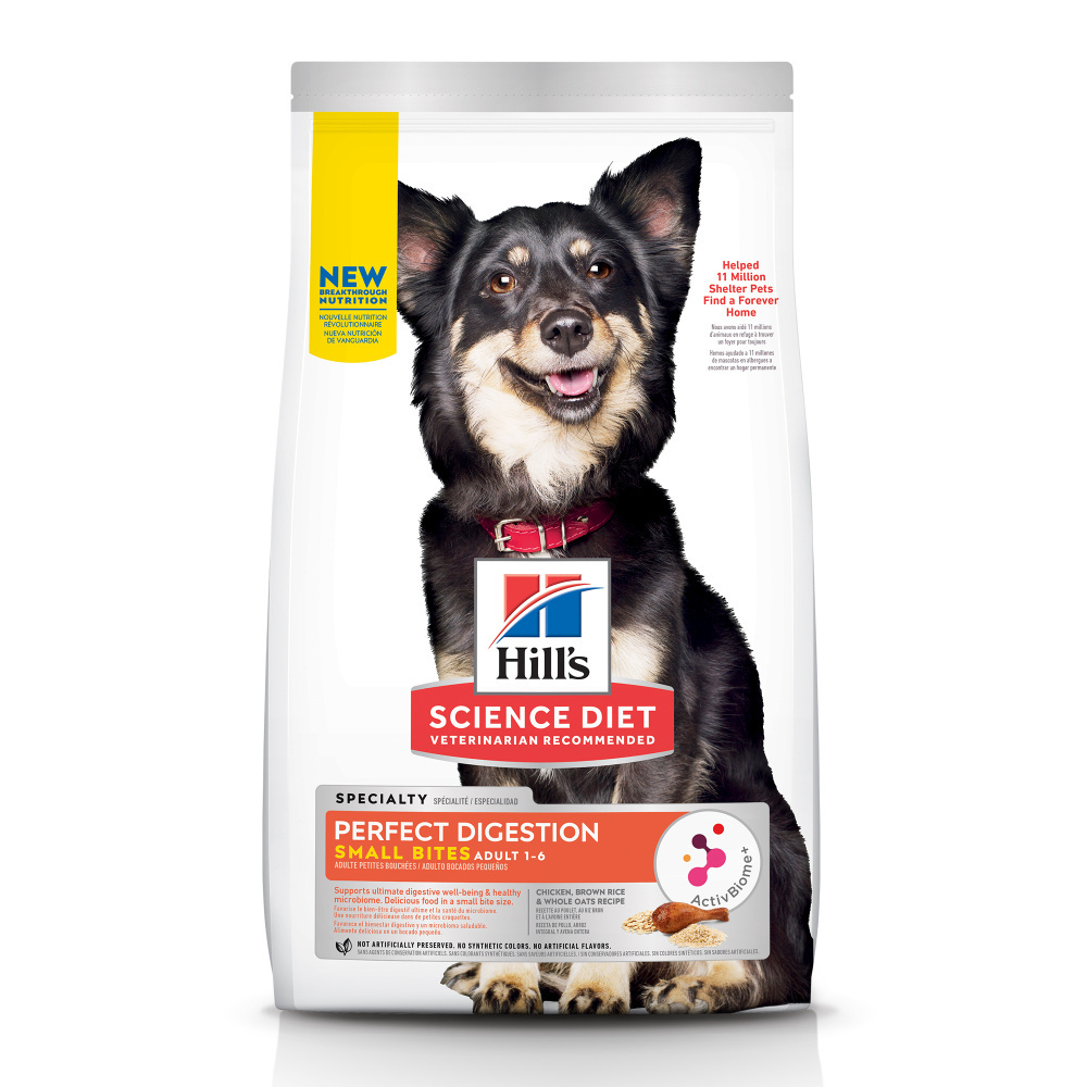 Hill's Science Diet Adult Perfect Digestion Small Bites Dry Dog Food - Chicken, Brown Rice & Whole Oats Recipe for Sensitive Stomach | Supports Digestive Health | Ideal for Indoor & Active Dogs