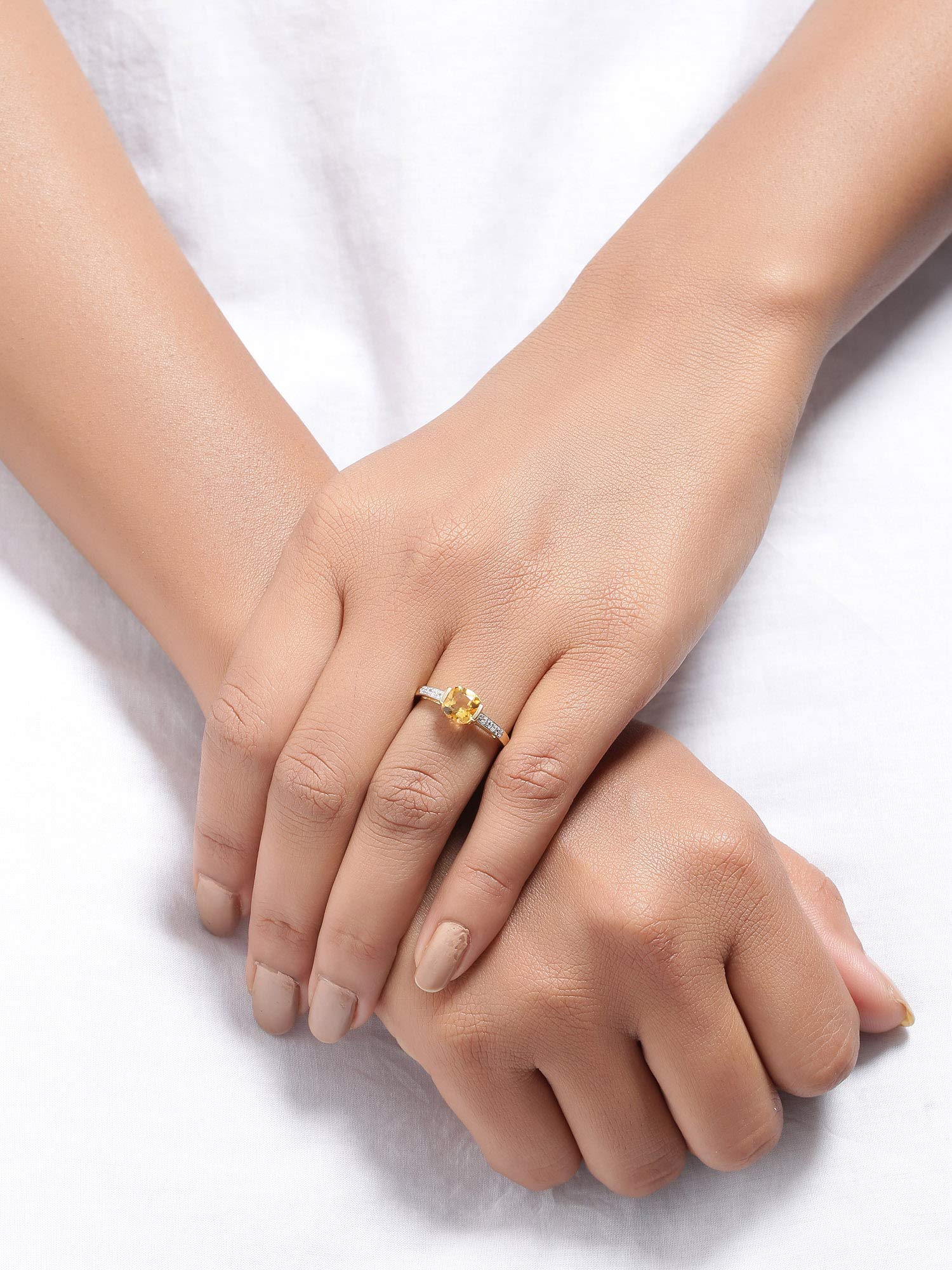 10K Yellow Gold Citrine & London Blue Topaz Gemstone Ring for Women - Elegant Birthstone & Engagement Jewelry - Sizes 6-10 - Perfect for Anniversaries, Valentine's Day & Special Occasions