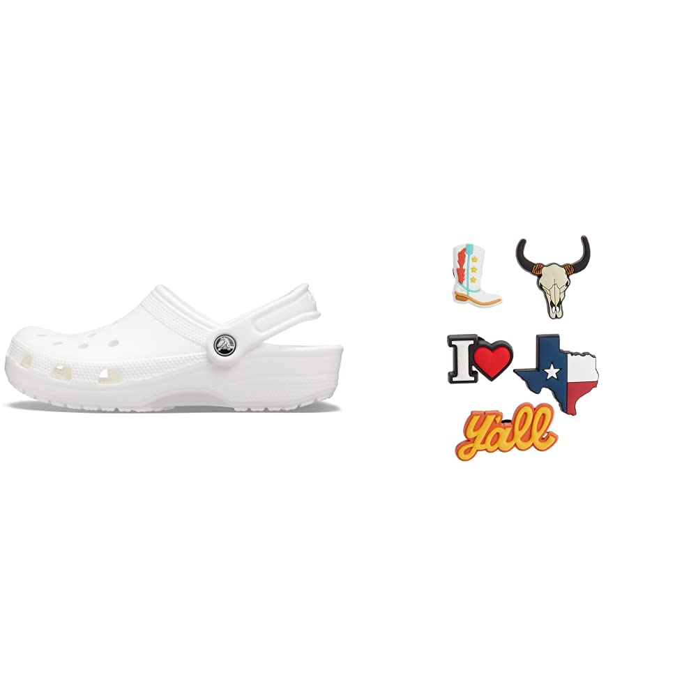 Comfortable Crocs Classic Clogs for Men & Women with 5-Pack Jibbitz Charms - Perfect for Casual Wear, Outdoor Activities & Home Use