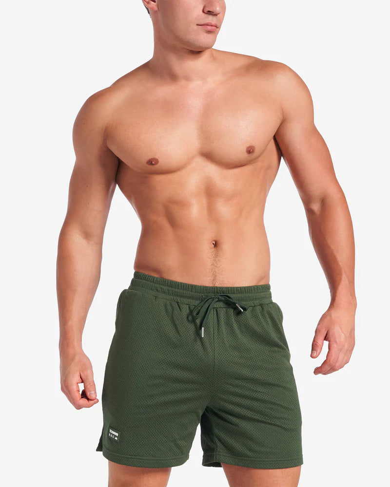 **Teamm8 S.S.C 6 Mesh Shorts - Forest Green - Breathable Athletic Shorts for Running, Gym & Outdoor Sports**