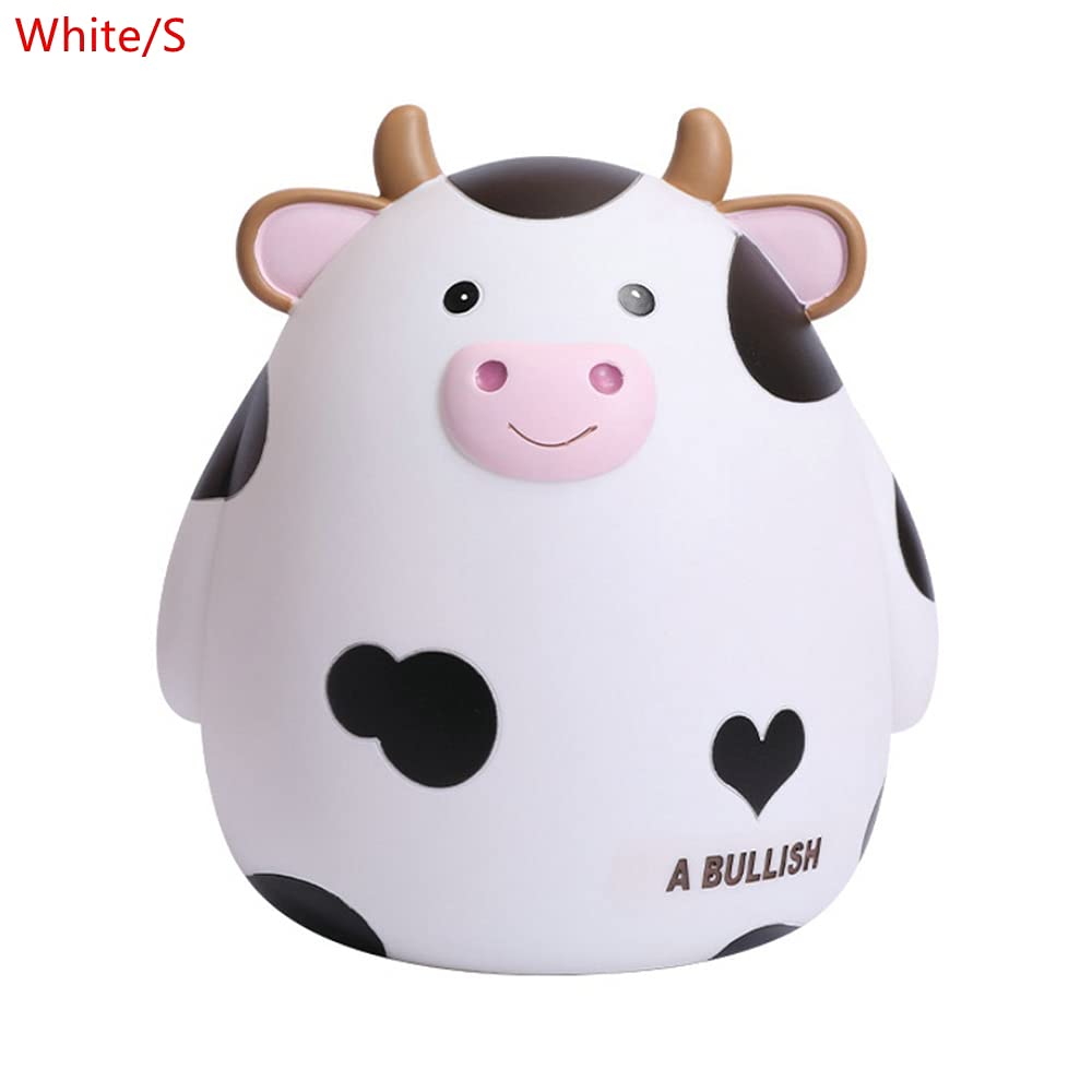 Cute Cartoon Cow Shaped Piggy Bank - Large Money Saving Box for Kids, Birthday Gifts, Home Decor & Coin Storage (White, 15x13x17cm) - Perfect for Children's Savings, Piggy Bank Collections & Nursery Room Decorations