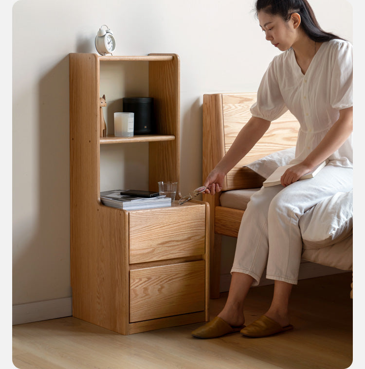 Solid Oak Wood Nightstand - Sturdy & Elegant Bedside Table for Bedroom, Living Room, or Office - Perfect for Storage & Décor