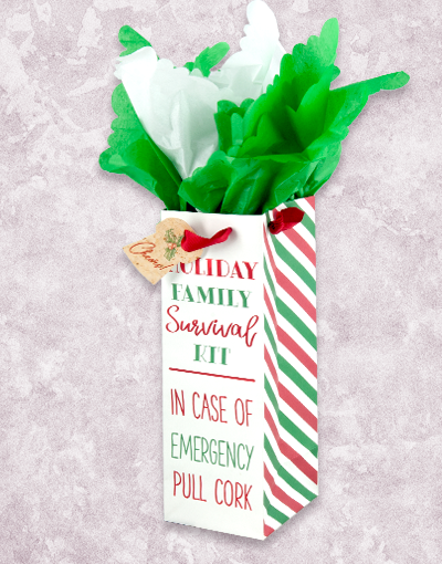 Holiday Survival Kit Wine Gift Bags - Premium Wine Accessories Set for Christmas, New Year & Parties - Perfect for Gifting, Hostess Presents & Celebrations