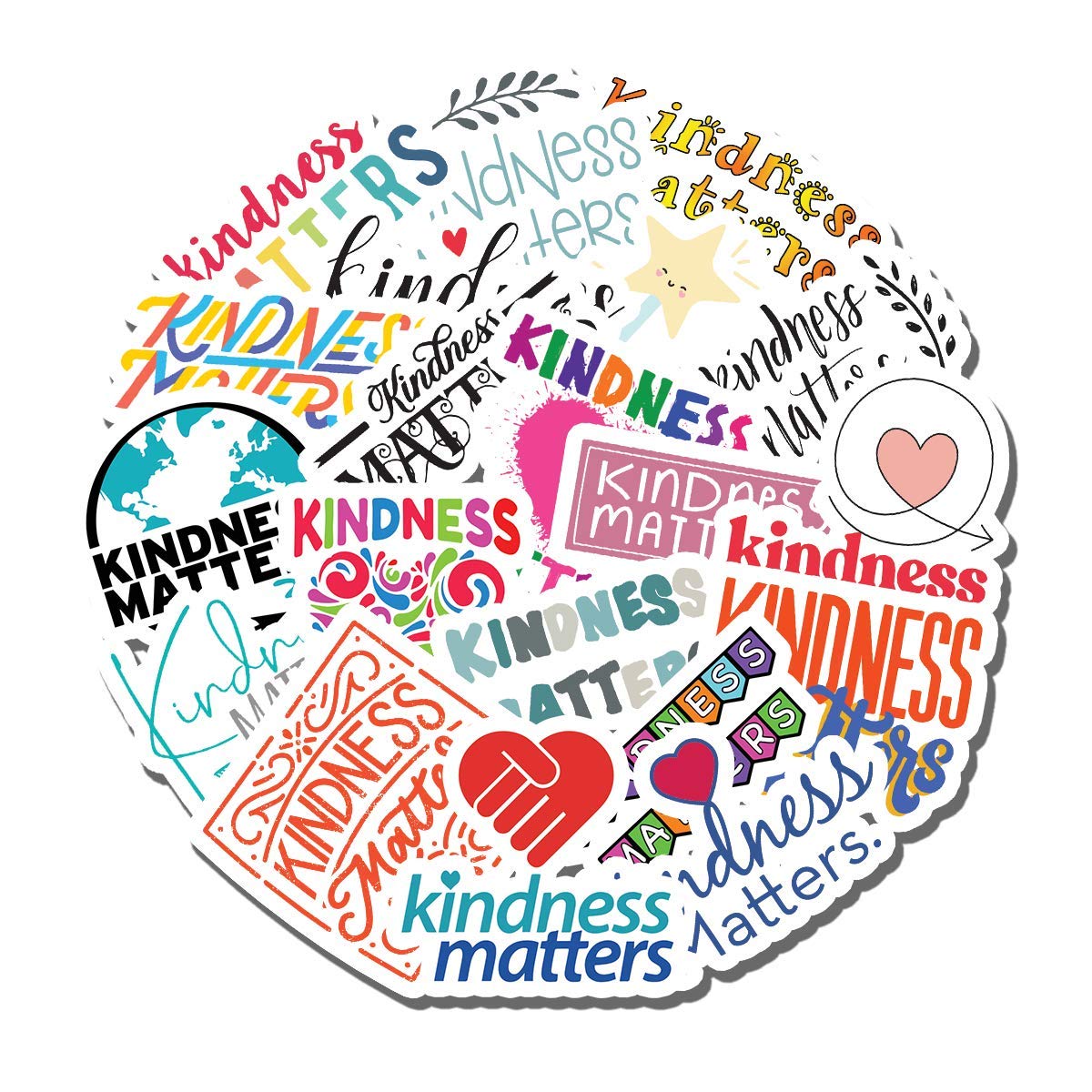 20 PCS Kindness Aesthetic Vinyl Stickers - Colorful Waterproof Decals for Water Bottles, Laptops, Scrapbooking, Luggage, Guitars & Skateboards | Perfect for DIY Crafts, School Supplies, Gift Wrapping & Personalizing Belongings