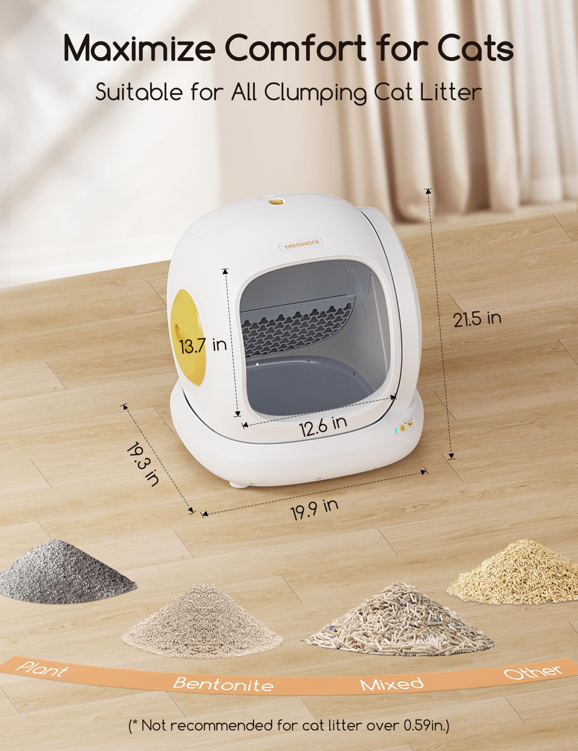 MeoWant Self-Cleaning Cat Litter Box - Open Top Automatic Litter Box with Safety Protection & App Control | Odor-Free Solution for Multiple Cats | Perfect for Smart Homes & Busy Pet Owners