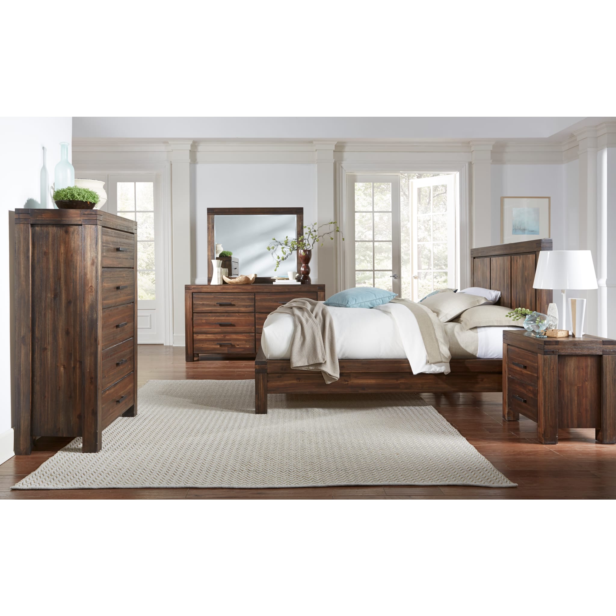 Meadow 5-Drawer Solid Wood Dresser in Brick Brown - Rustic Bedroom Storage Organizer for Clothes, Linens & Accessories (2024)