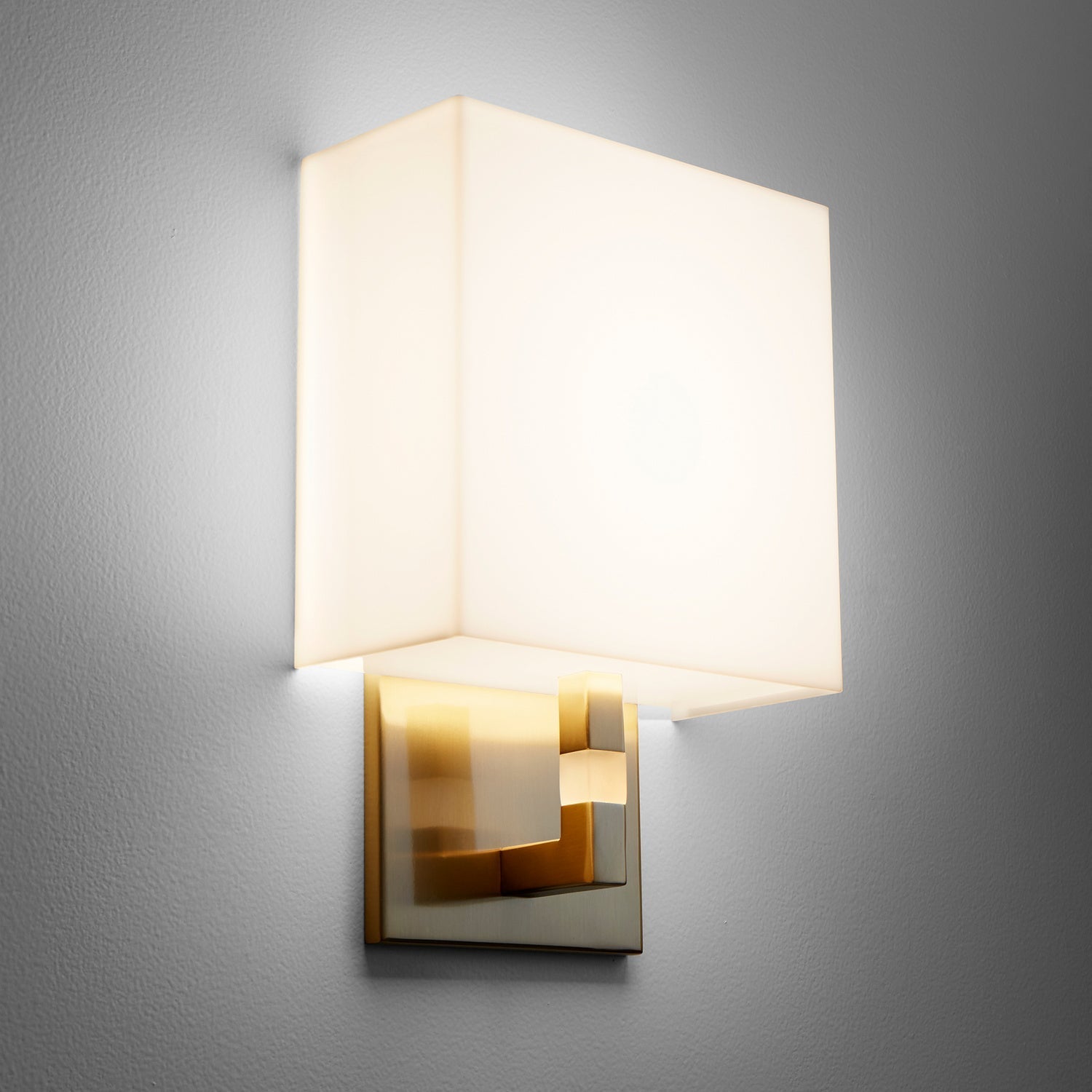 Oxygen Chameleon 3 521 40 Modern Wall Sconce - Aged Brass with Matte White Acrylic Shade - Perfect for Bedroom, Living Room, and Hallway Lighting Decor