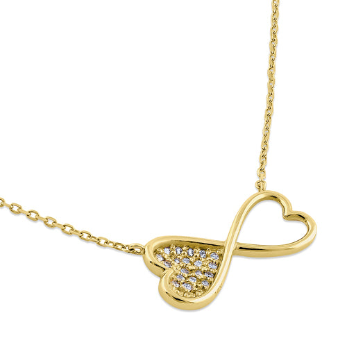 14K Yellow Gold Double Heart Diamond Necklace for Women - Dainty & Elegant Jewelry Gift for Anniversary, Valentine's Day, or Special Occasions