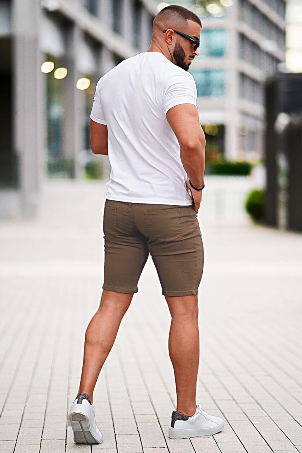 GINGTTO Men's Skinny Stretch Denim Shorts - Slim Fit Stretch Jean Shorts for Men | Perfect for Summer, Casual Wear & Outdoor Activities