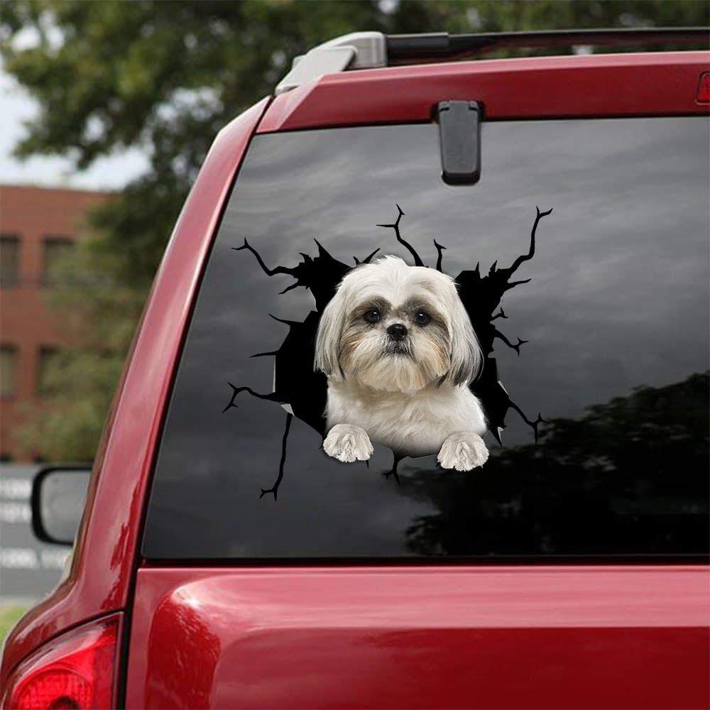 Realistic Shih Tzu Car Decals - Pack of 2 Dog Lover Window Stickers (8
