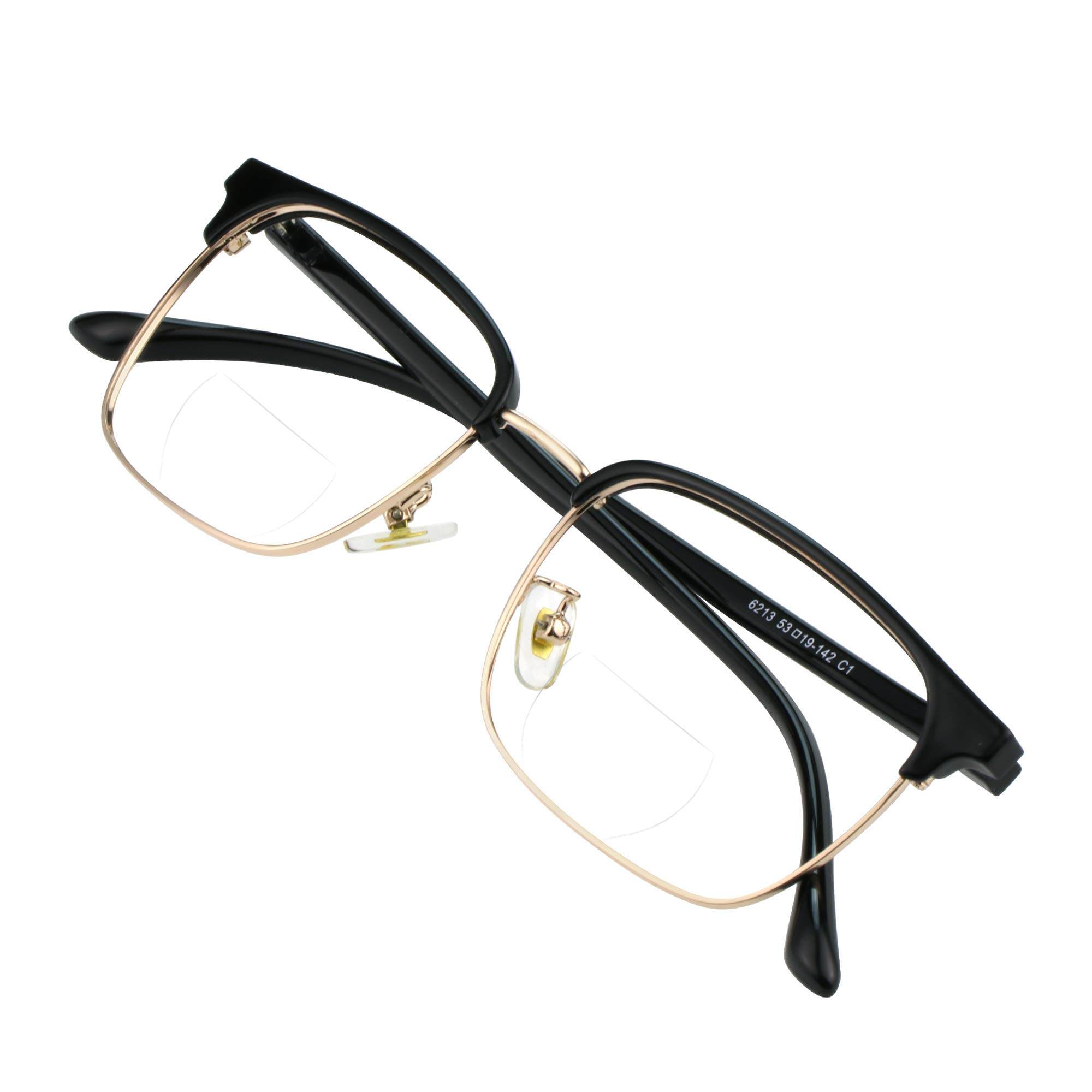 VisionGlobal Blue Light Blocking Glasses for Women & Men - Bifocal Computer Reading Glasses with Stylish Square Frame - Reduce Eye Strain for Office Work, Gaming & Screen Time