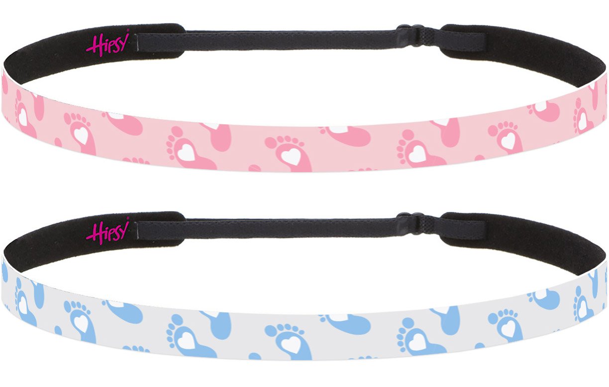 Hipsy Adjustable No-Slip Baby Gender Reveal Headbands for Women - Skinny Girl Pink & Boy Blue - Perfect for Gender Reveal Parties, Baby Showers & Maternity Photography