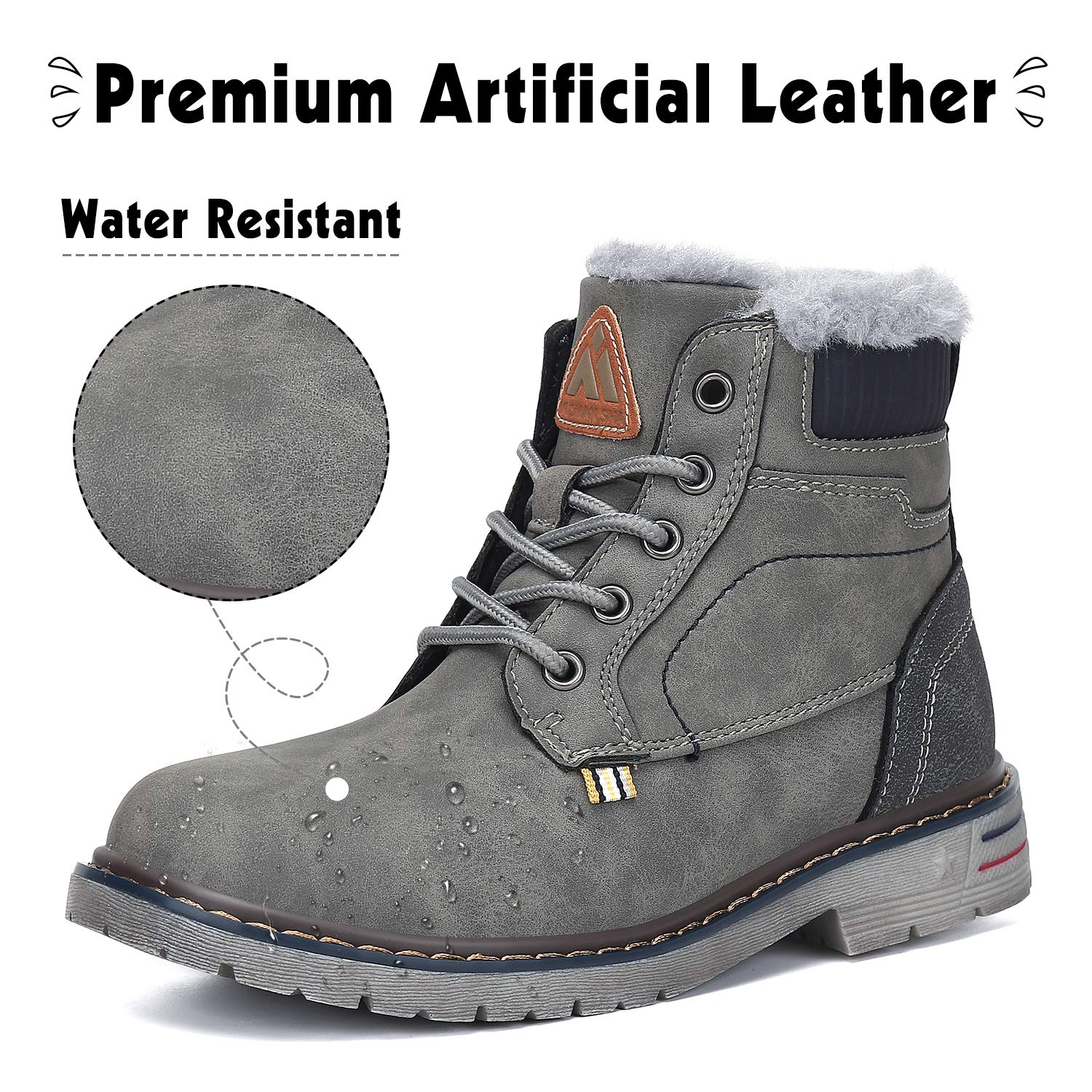 **Mishansha Kids Winter Snow Boots - Waterproof Hiking Boots for Boys & Girls, Fur Lined Warm Walking Shoes for Cold Weather Outdoor Activities - Perfect for Snow Play, Hiking & School**