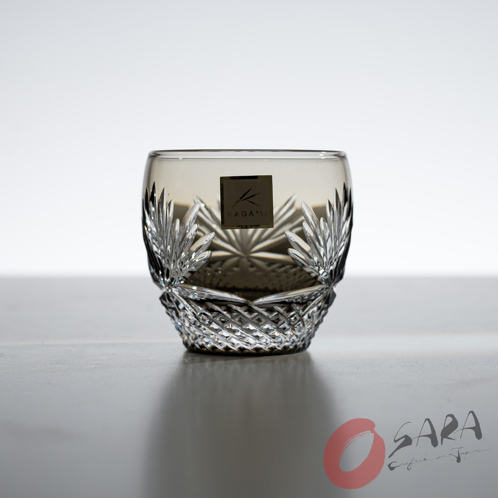 Premium KAGAMI Crystal Edo Kiriko Sake Glass - Queen of the Night Design - Handcrafted Japanese Cut Glass for Sake, Cocktails & Fine Dining - Elegant Gift for Wine Enthusiasts & Collectors