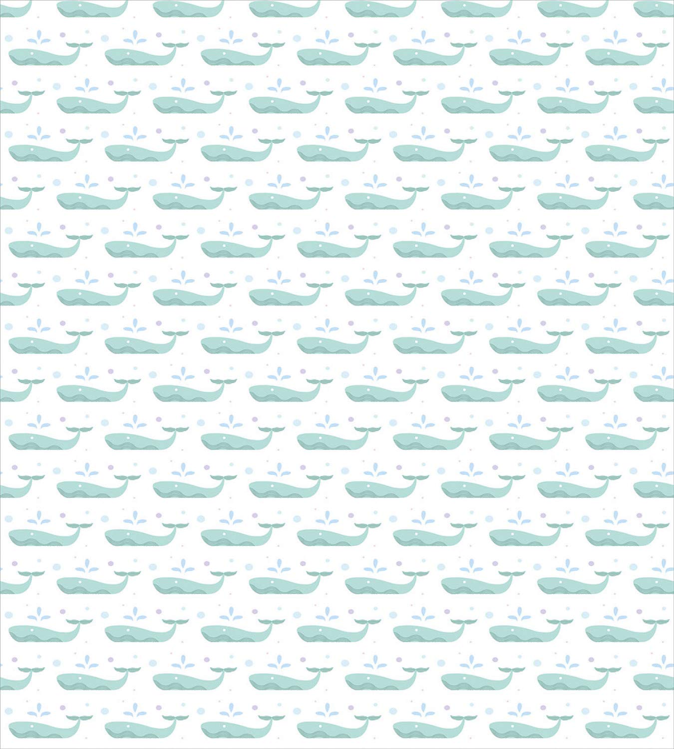 Ambesonne Whales Duvet Cover Set - Abstract Symmetric Marine Mammal Design, 3-Piece Queen Size Bedding with 2 Pillow Shams in Mint Green & White | Perfect for Coastal, Nautical or Ocean-Themed Bedroom Decor