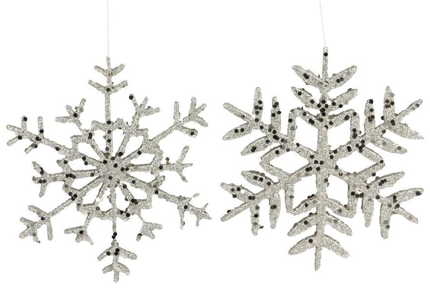 10 Pack Champagne Glitter Snowflake Christmas Ornaments for Tree Decorations - Elegant Holiday Party Decor, Wedding, Home, and Festive Celebrations