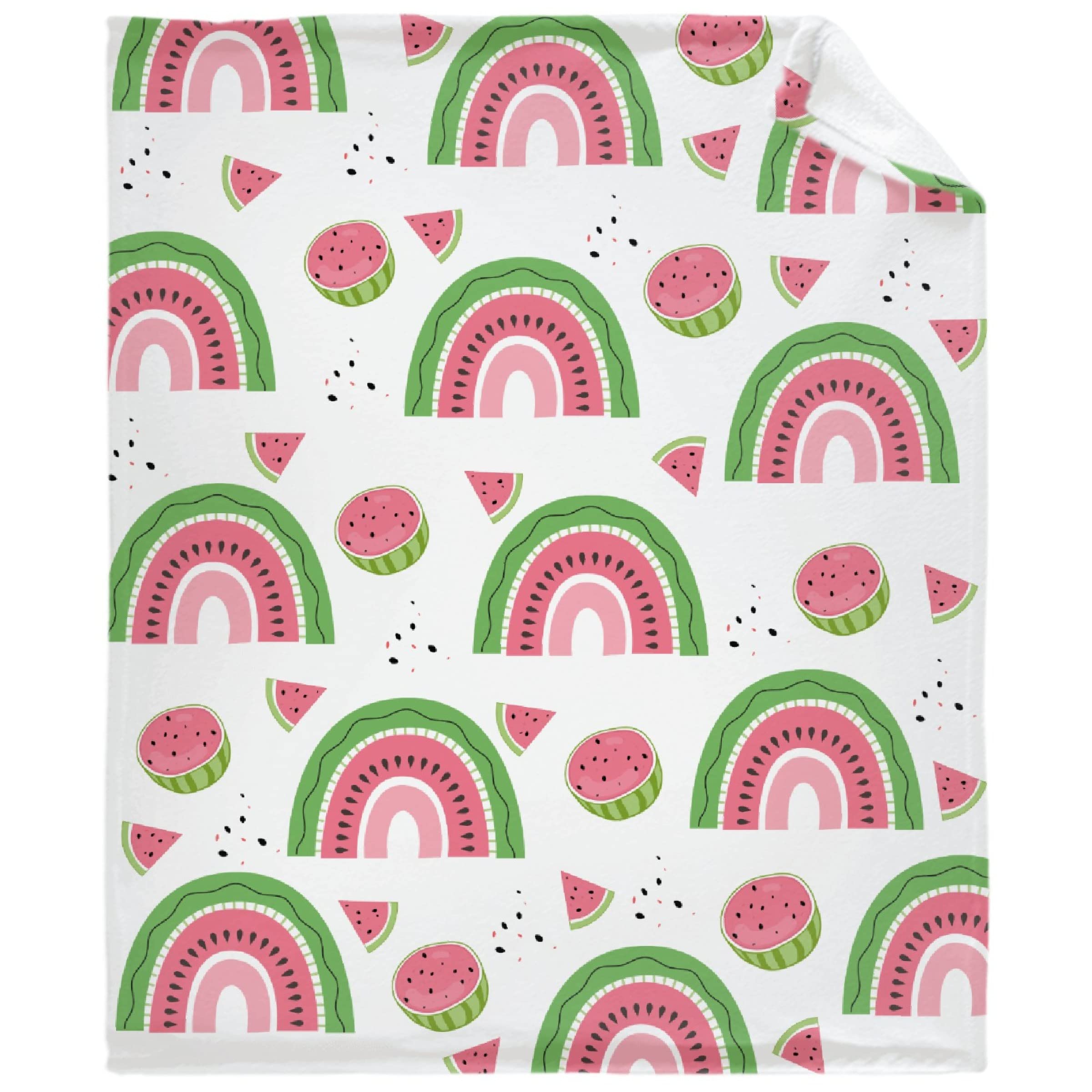 Thuswarm Watermelon Rainbow Flannel Throw Blanket - Ultra Soft & Cozy Extra Large 120