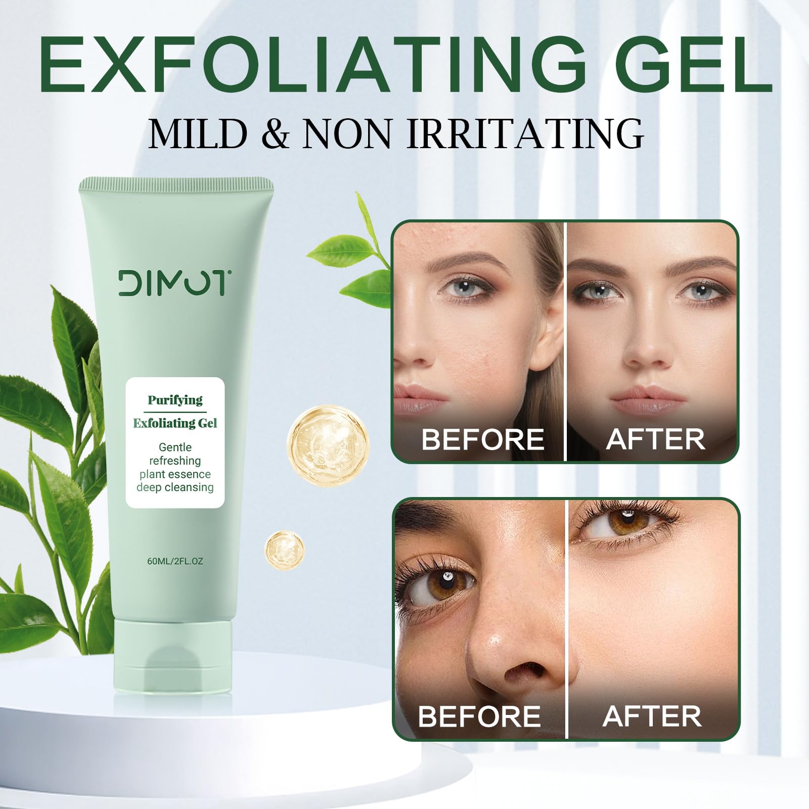 Deep Cleansing Exfoliating Gel for Face - Purifying Scrub Removes Dirt & Oil, Moisturizing Facial Cleanser for Smooth Skin | Perfect for Daily Skincare Routine & Acne-Prone Skin
