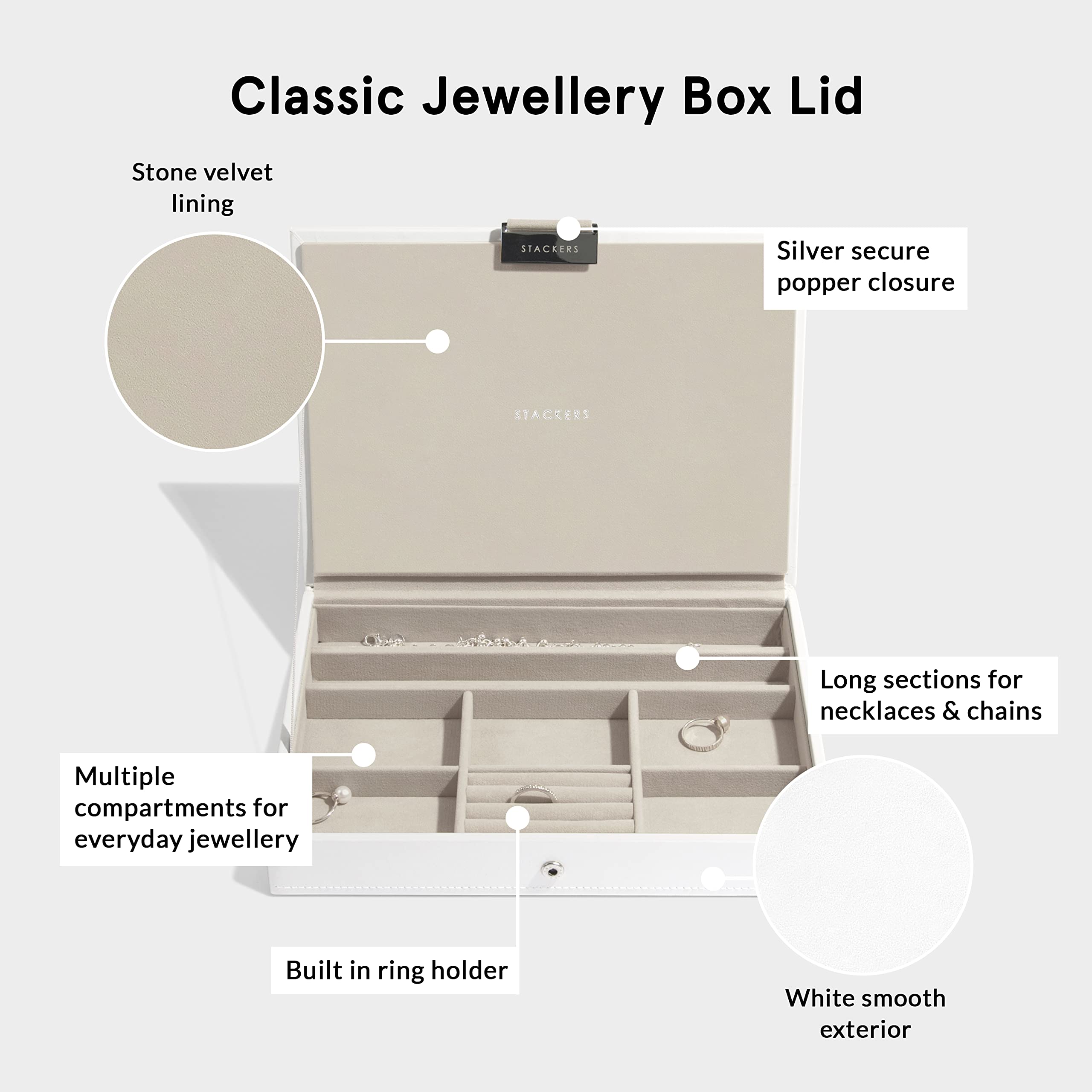 Elegant White Medium Jewelry Box with Lid - Perfect for Organizing Necklaces, Rings & Earrings - Ideal for Travel, Gifting & Home Storage
