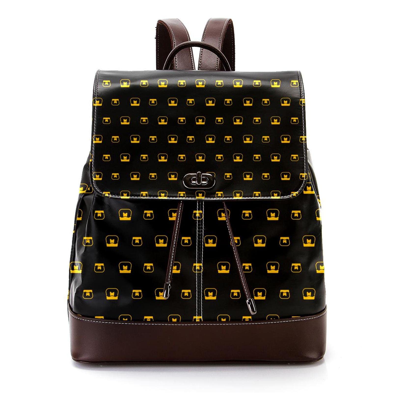 Black Leather Backpack for Women - Stylish Honeycomb Pattern Design, Durable College School Rucksack & Hiking Bag - Perfect for Travel, Work & Outdoor Adventures